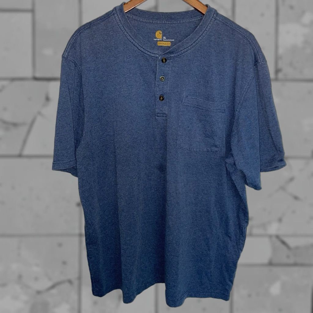 Carhartt Carhartt Henley Style Blue Original Fit Pocket Tee Mens XL Shirt Size US XL / EU 56 / 4 - 1 Thumbnail