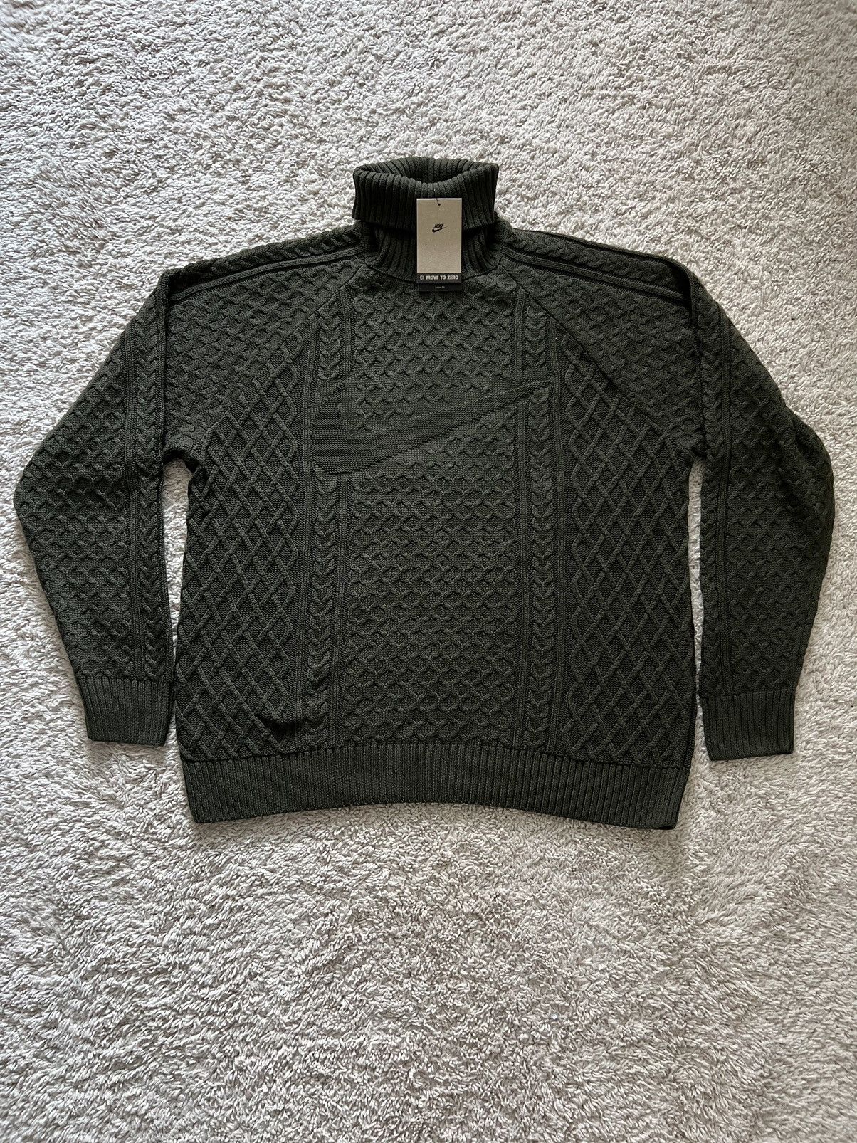 Nike Nike Life Cable Knit Turtleneck Green Sweater Size US L / EU 52-54 / 3 - 4 Thumbnail