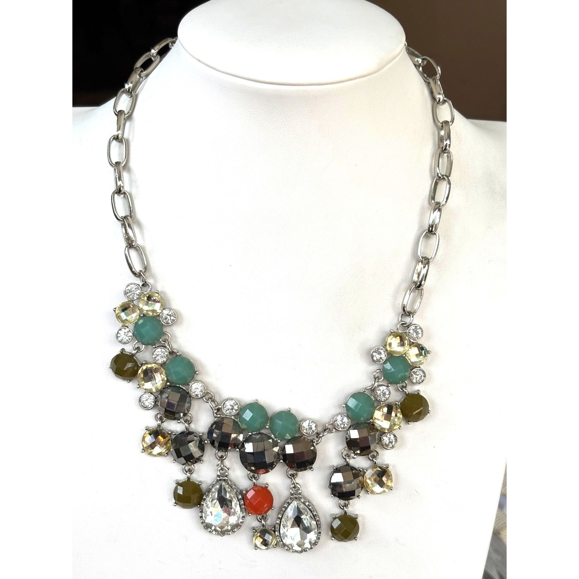 Other Statement Silver-Tone Necklace With Multicolor Beads & Cryst Size ONE SIZE - 1 Thumbnail