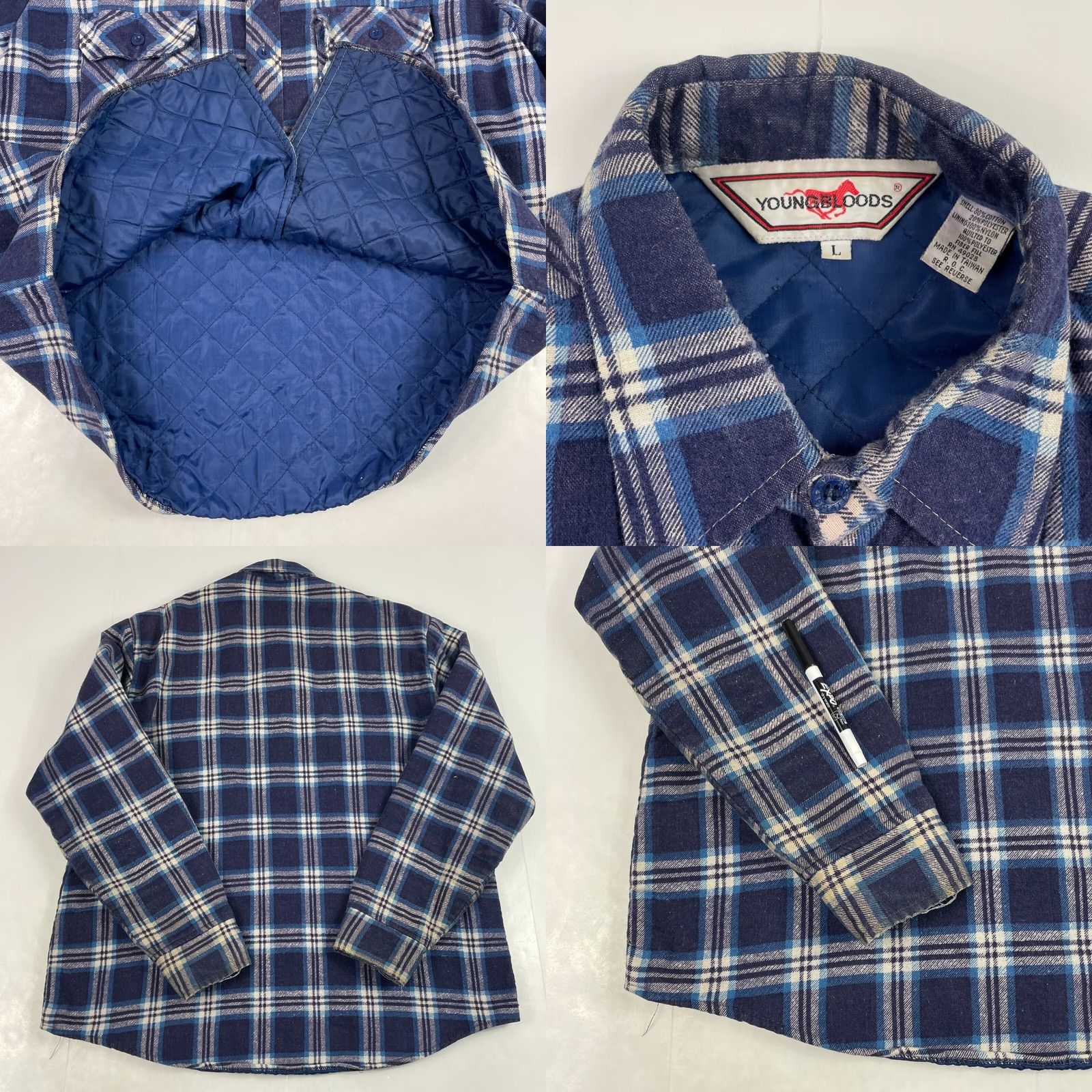 Vintage Youngbloods Vintage Plaid Shirt Mens Large Blue Cotton Quilted Lining Camp Workwear Casual Shirt Size US L / EU 52-54 / 3 - 8 Thumbnail