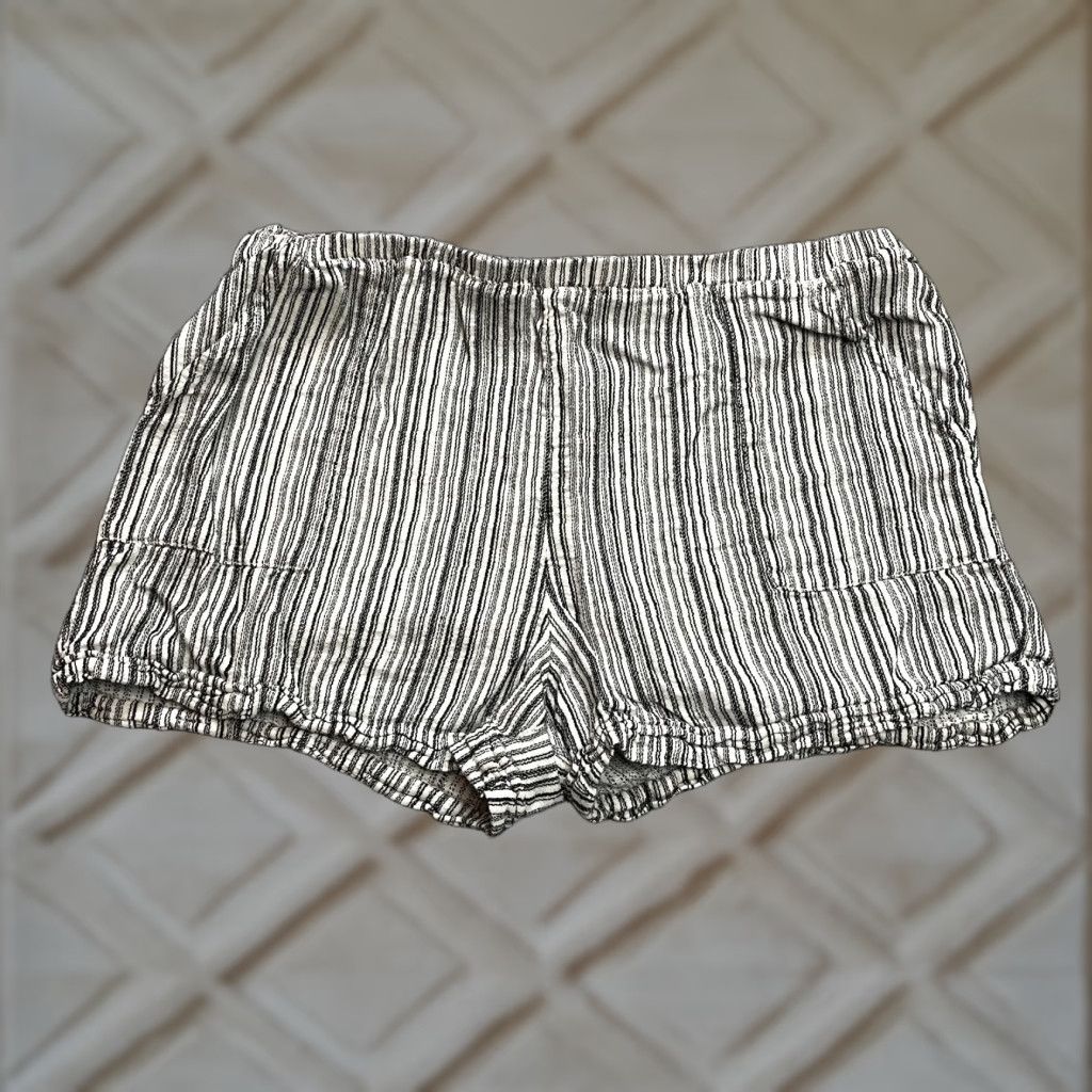 Vintage Time and Tru Sweatshorts Womens XXL White Striped Linen Stretch Lounge Short Size 26" / US 2 / IT 38 - 1 Thumbnail