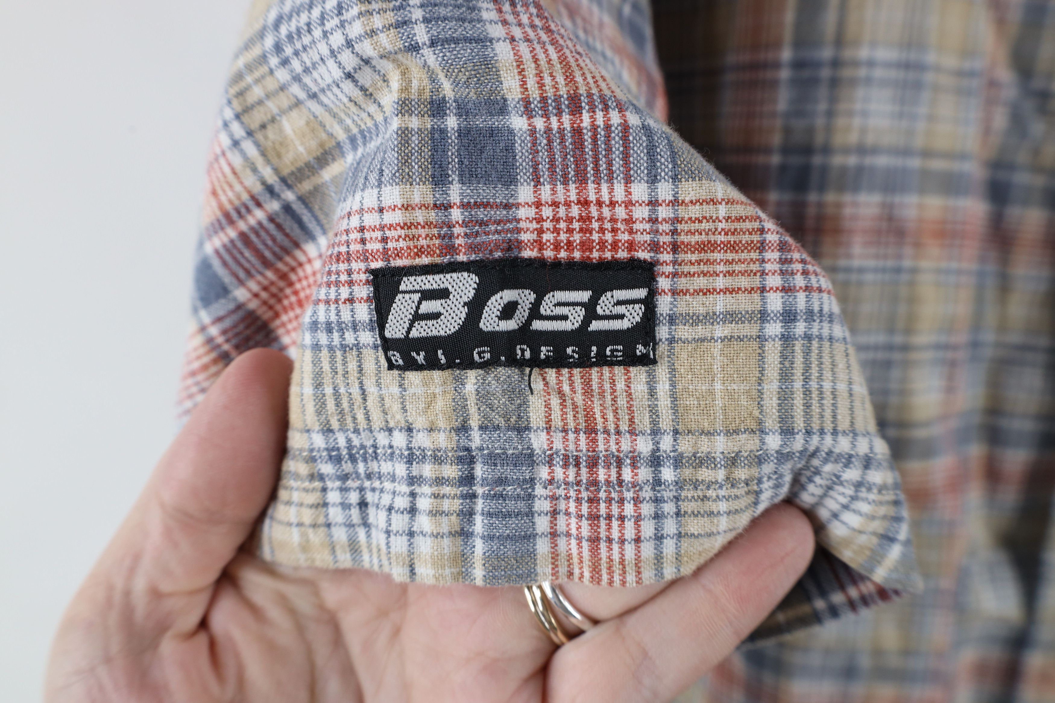 Vintage Vintage 90s Boss Streetwear Madras Plaid Button Shirt Size US L / EU 52-54 / 3 - 4 Thumbnail