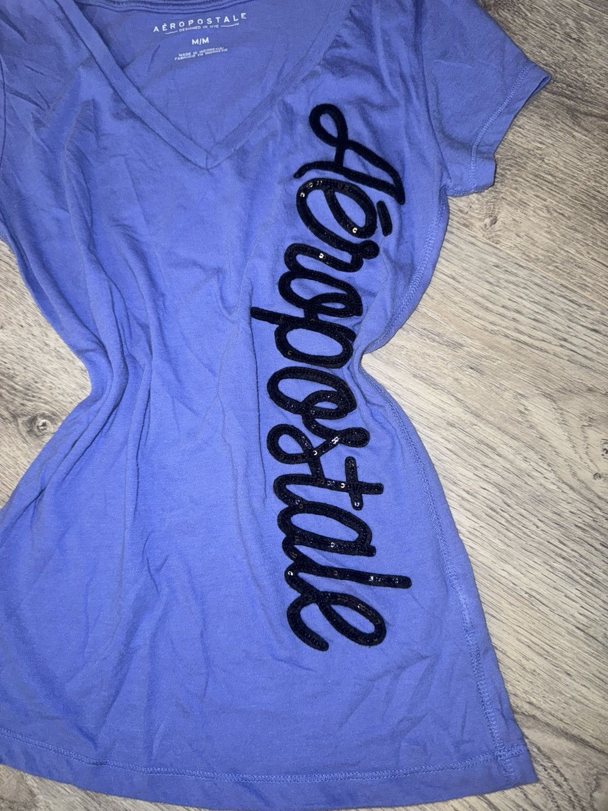Aeropostale Blue and black Aeropostale V-neck Sequin Bling Size M / US 6-8 / IT 42-44 - 2 Thumbnail
