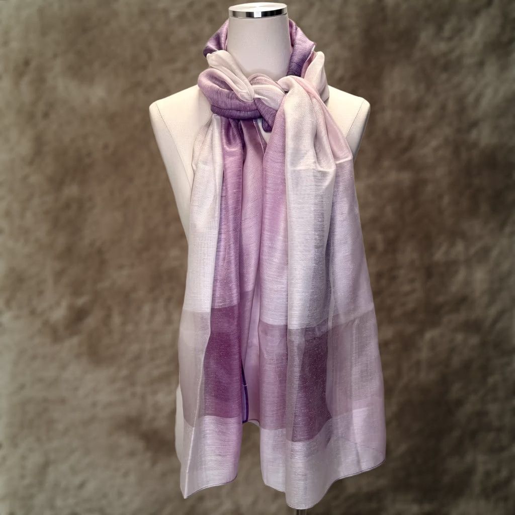 Vintage Pretty Persuasions Scarf Womens Purple Floral Rose Chiffon Rectangle Wrap Ombre Size ONE SIZE - 1 Thumbnail