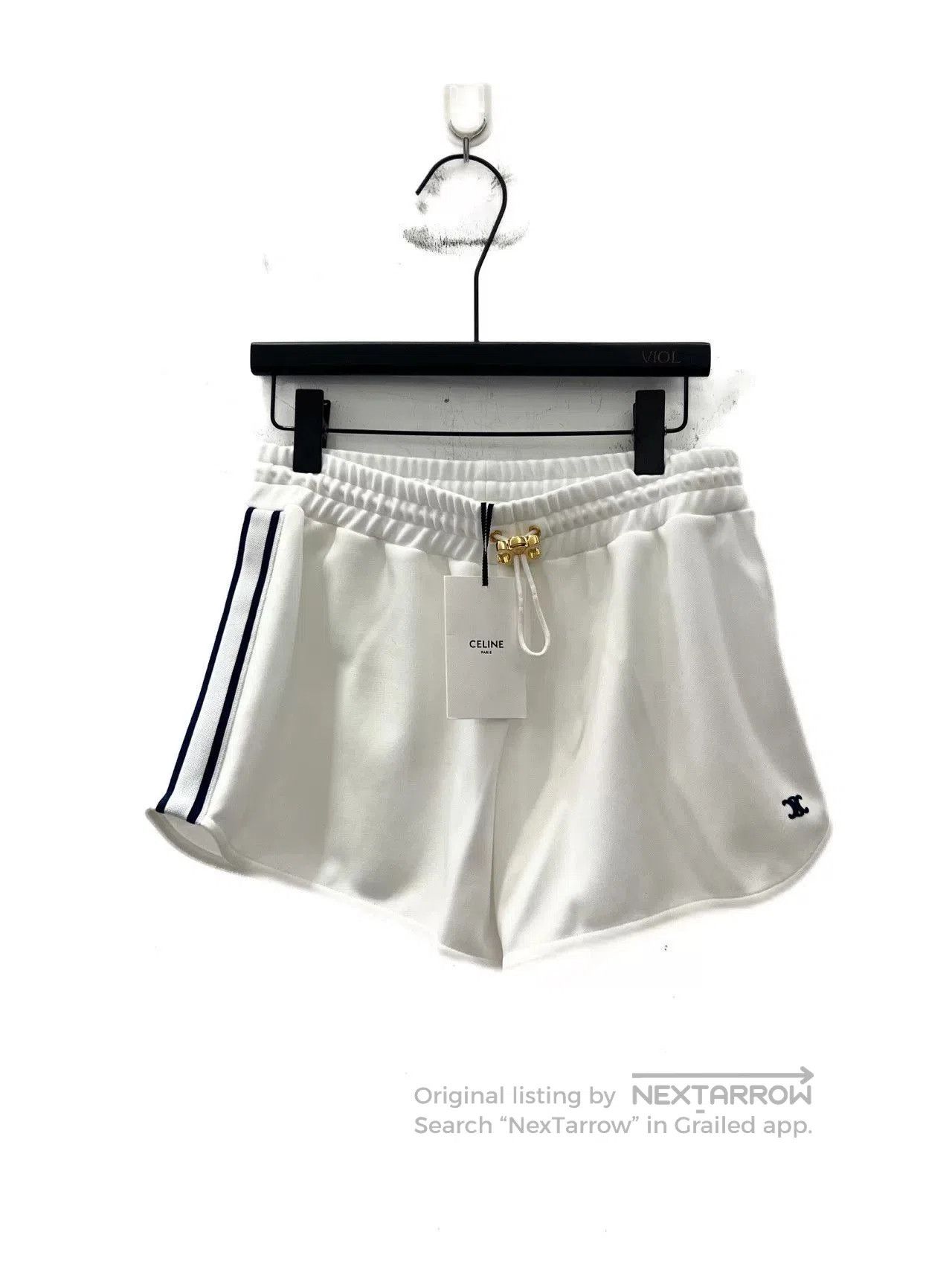 Celine Celine Gold Buckle Stripe Logo Shorts. Size 30" / US 8 / IT 44 - 2 Thumbnail