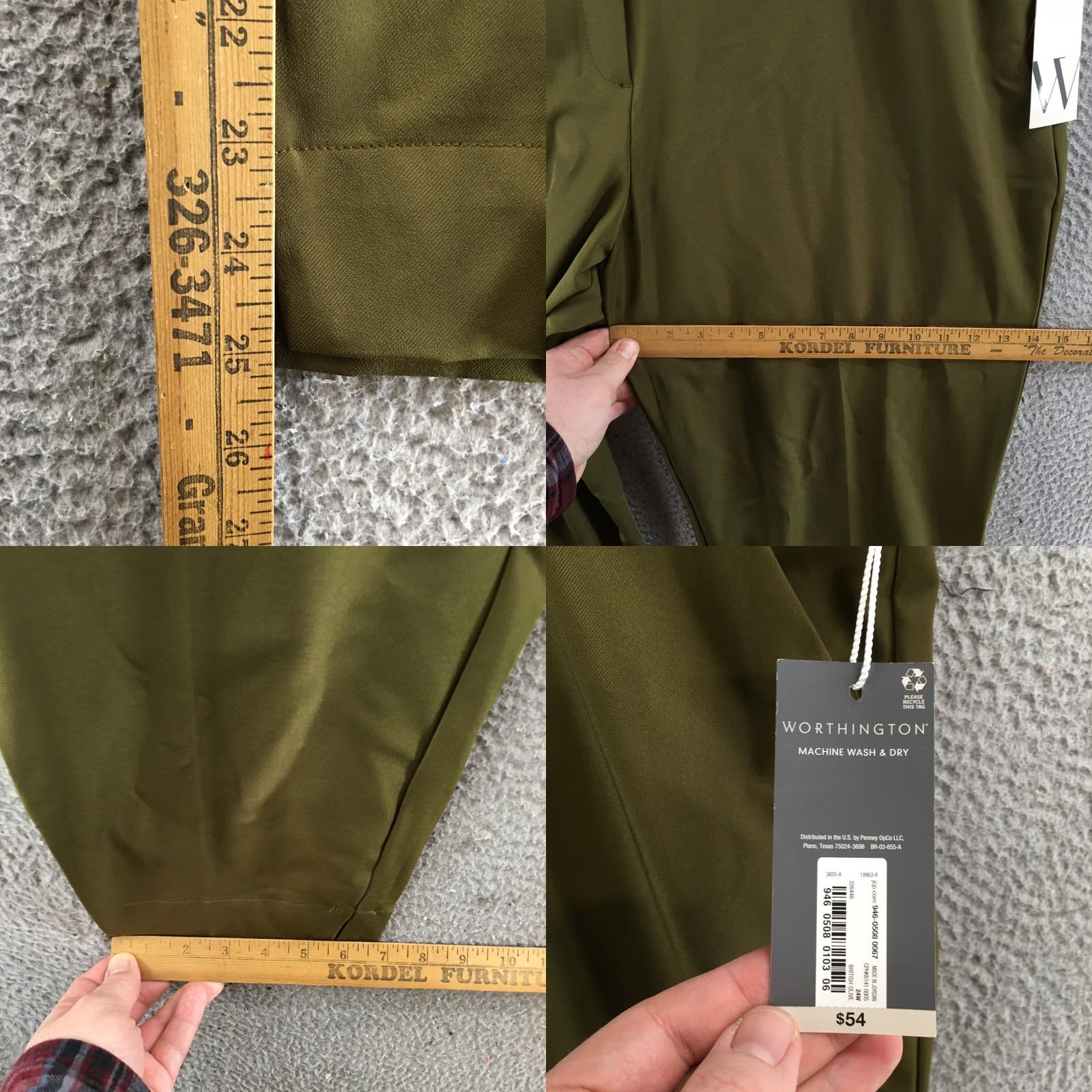 Worthington Worthington Pants Womens 24W Olive Green Straight Leg Ankle High Rise Zip Fly Size 42" / US 20 - 8 Thumbnail