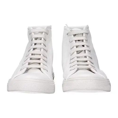 Saint Laurent Paris o1s1wg111024 Malibu Canvas Leather Mid Top Sneakers in White Size US 9 / EU 42 - 3 Thumbnail