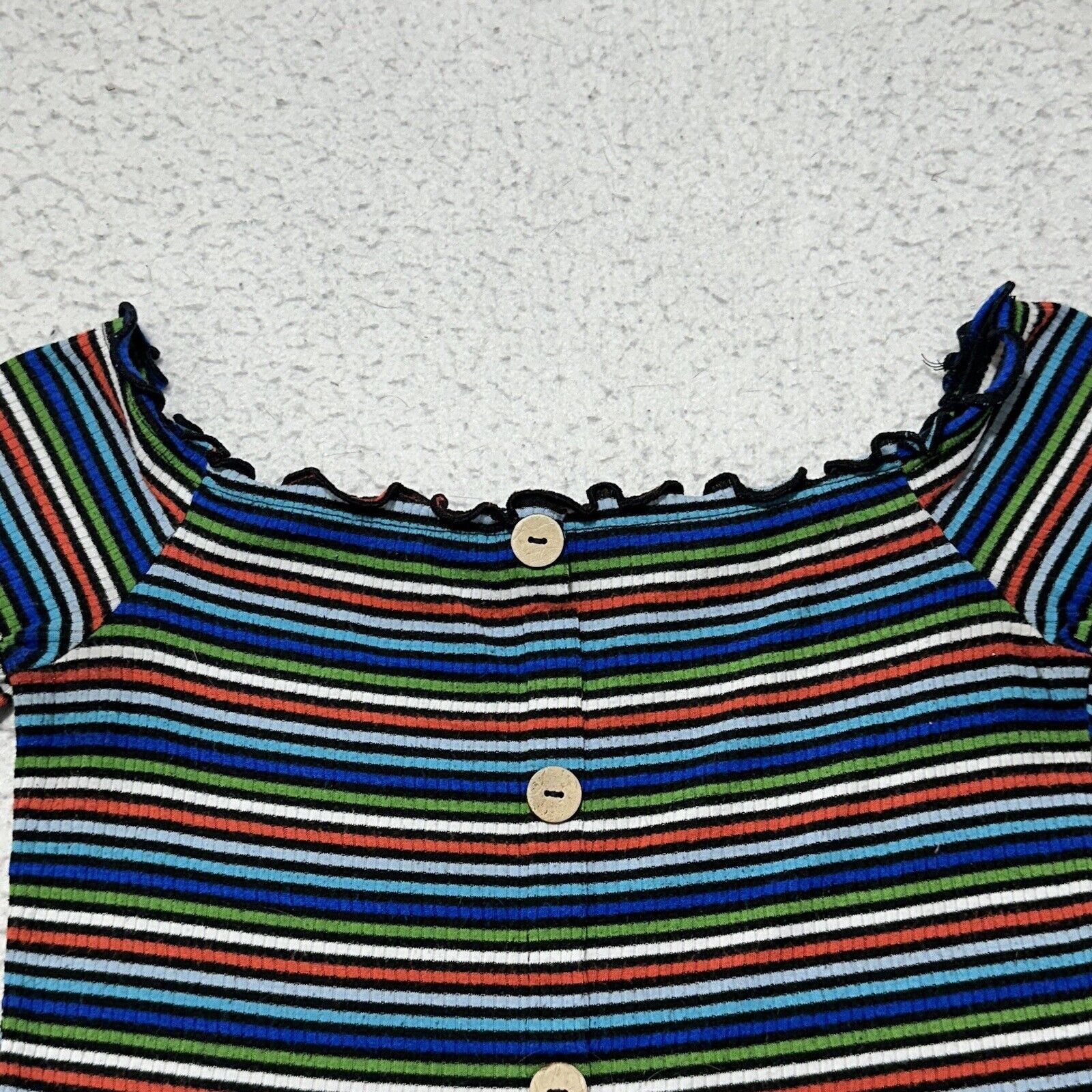 Other Ambiance Medium Crop Top Rainbow Striped TShirt Button Front Size M / US 6-8 / IT 42-44 - 2 Thumbnail