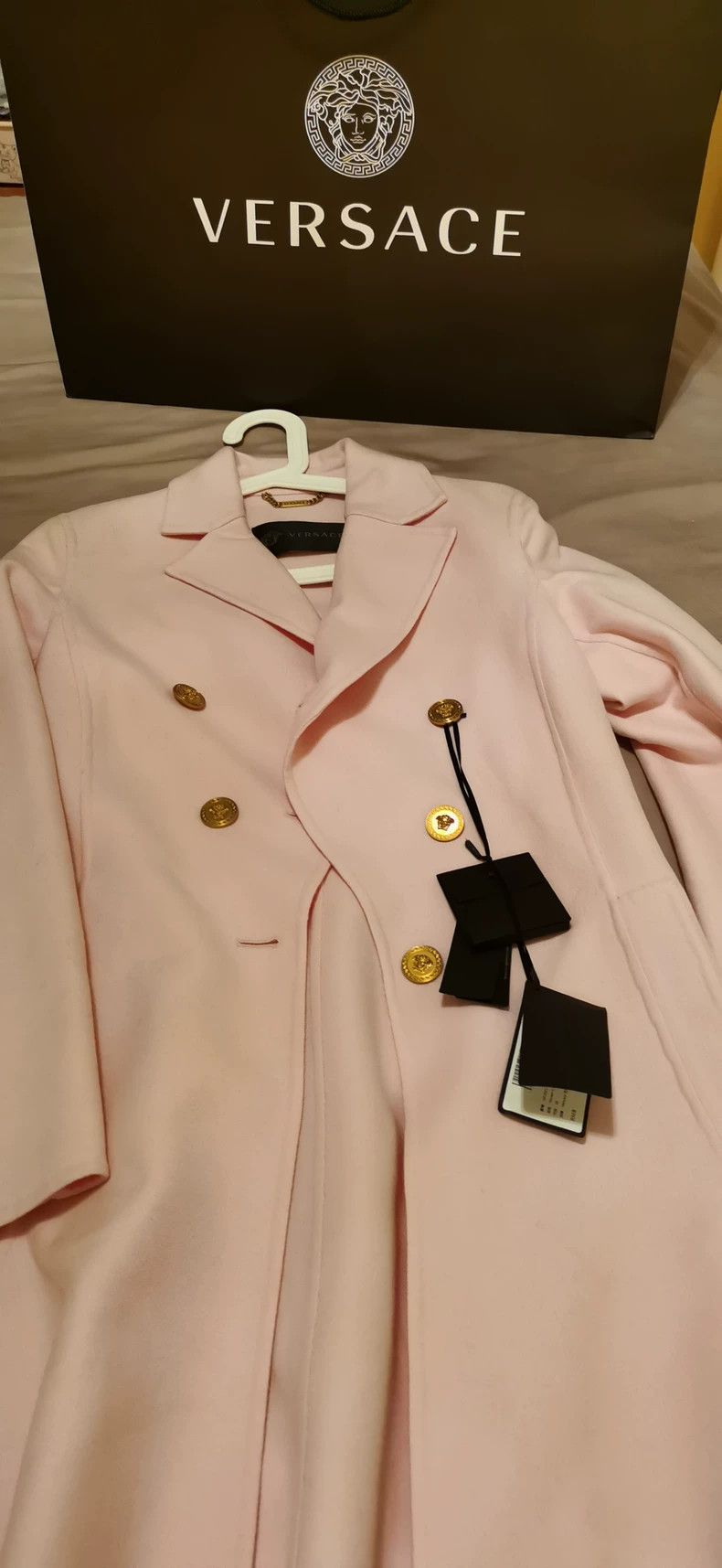 Versace VERSACE Pink Wool Coat with Medusa Buttons - dmc Size US S / EU 44-46 / 1 - 1 Thumbnail