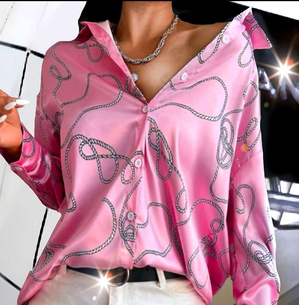 Designer × Other NWT, Gorgeous Pink Lavishly Paris Women’s Chainlink Blouse Size S / US 4 / IT 40 - 1 Thumbnail