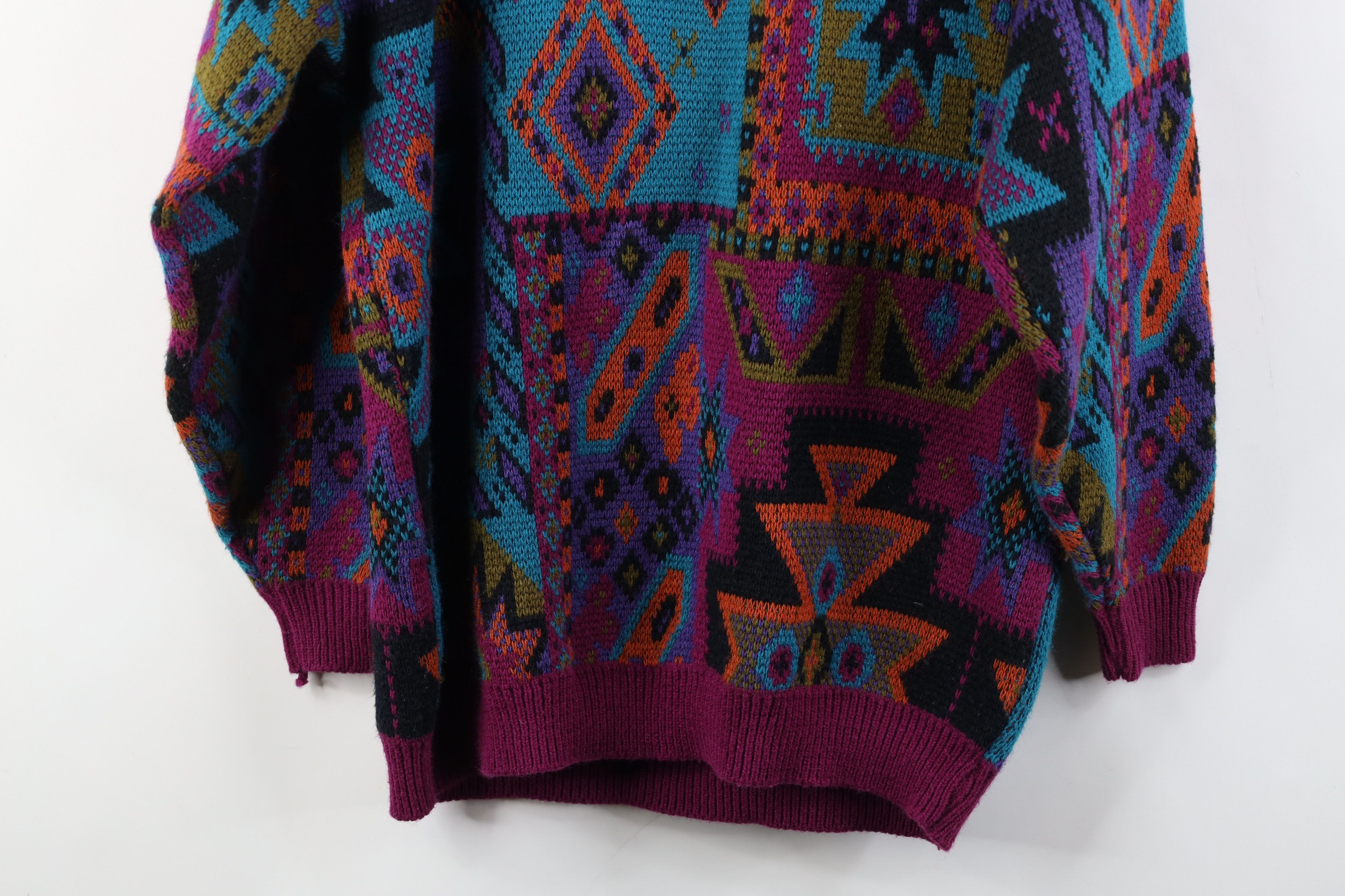 Vintage Vintage 90s Streetwear Southwestern Knit V-Neck Sweater Size L / US 10 / IT 46 - 10 Thumbnail
