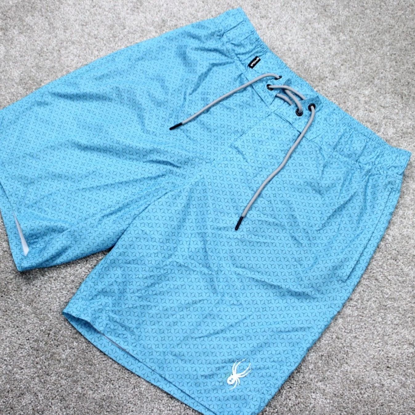 Spyder Spyder Swim Trunks Men Large Blue Geometric Quick Dry Board Shorts 9" inseam Size US 33 - 3 Thumbnail