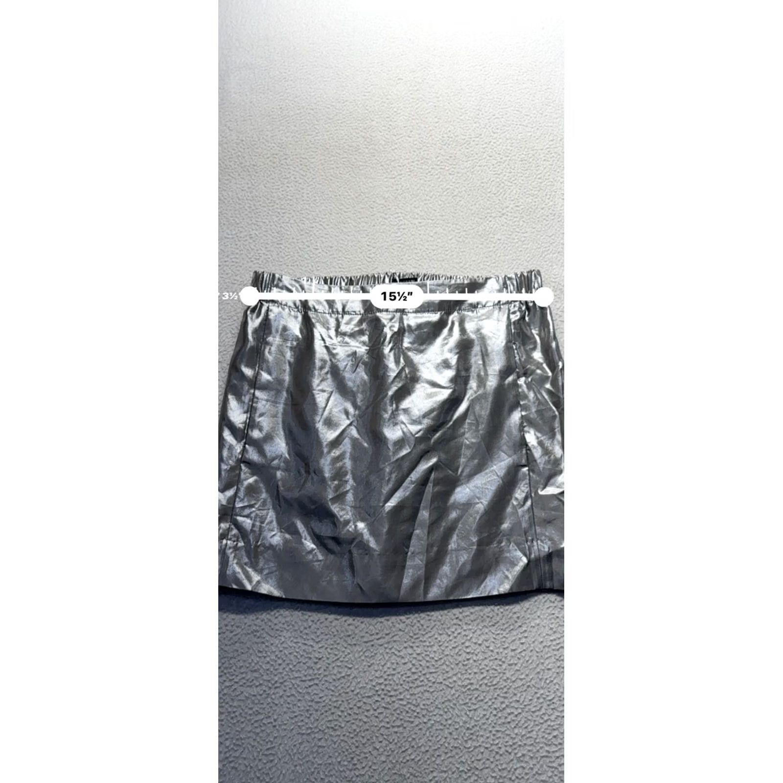 J.Crew J.CREW Metallic Silver Silk Blend Elastic Waist Mini Skirt Size 4 Women Size 27" / US 4 / IT 40 - 6 Thumbnail