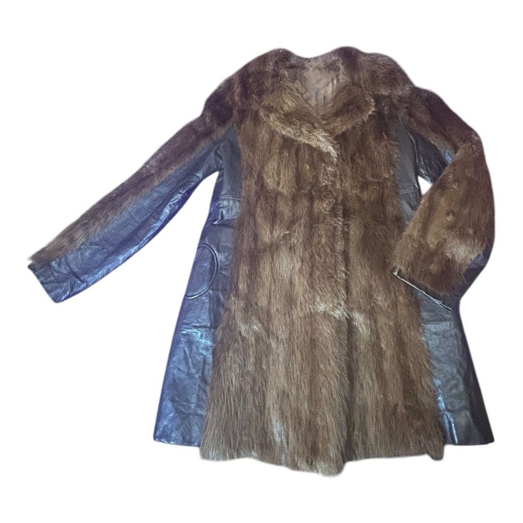 Handmade Rare Vintage Mob Wife Real Mink Fur and Leather Long Coat Size M / US 6-8 / IT 42-44 - 4 Thumbnail