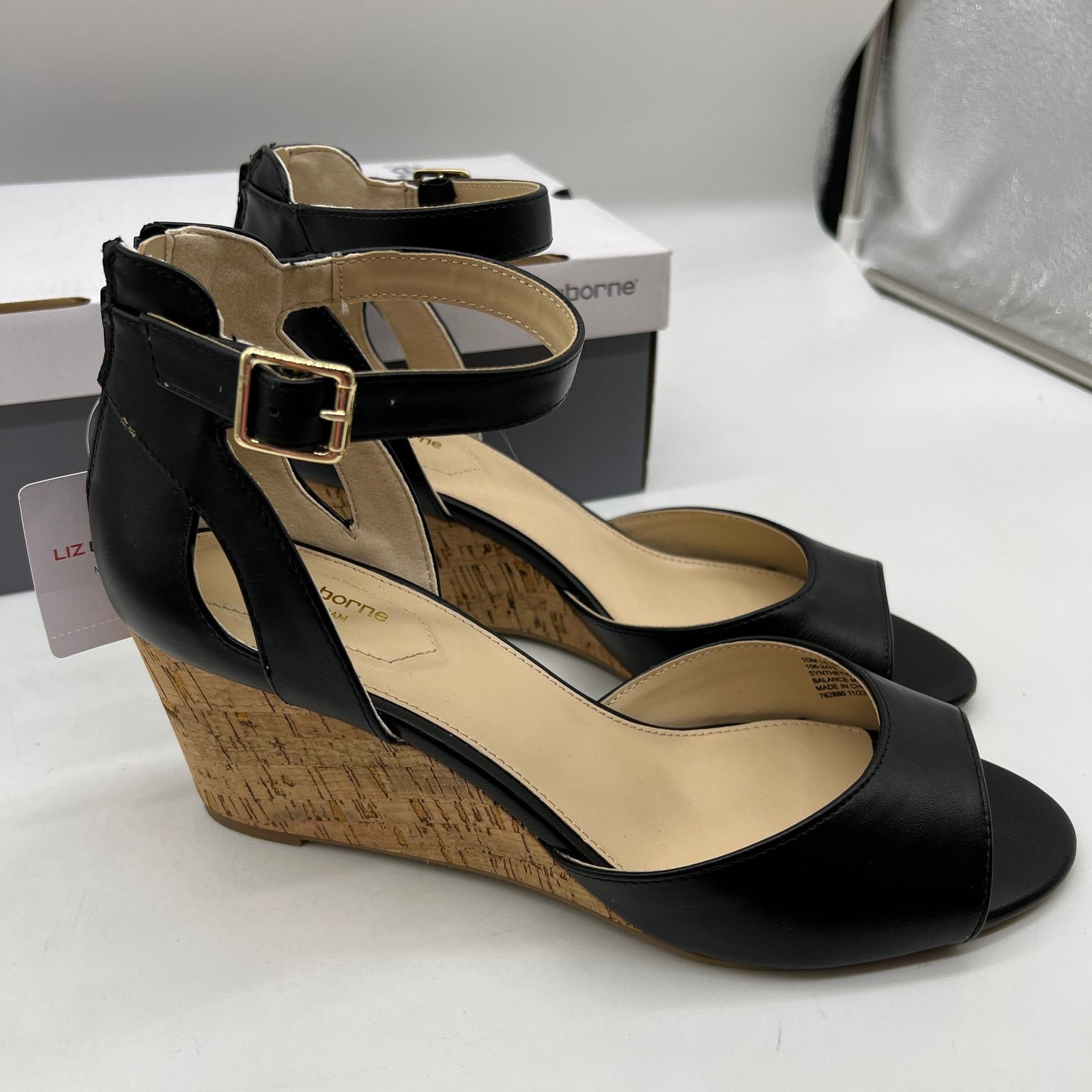 Other Liz Claiborne Womens Octavia Wedge Sandals Black Size 10M Size US 10 / IT 40 - 1 Thumbnail