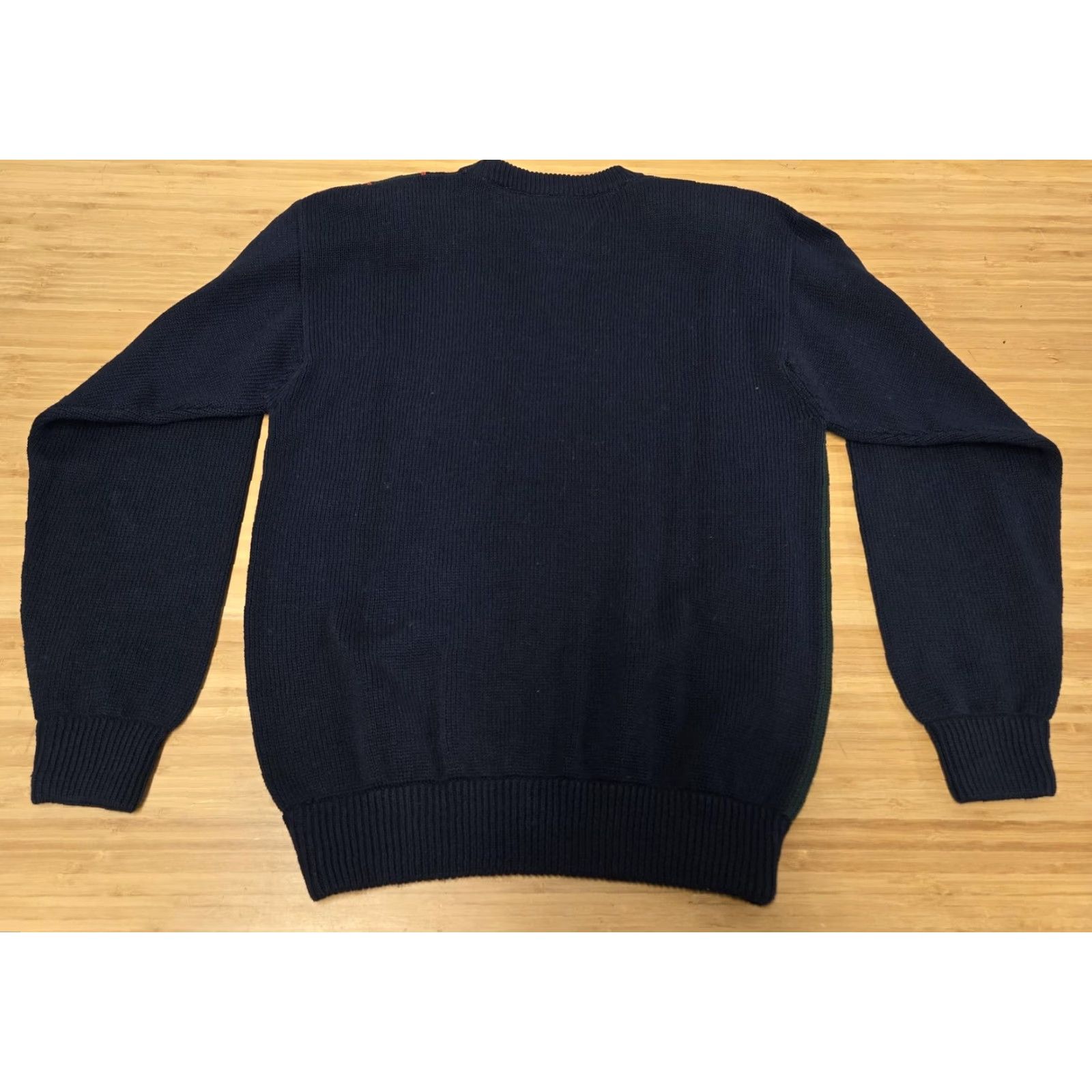 Tommy Hilfiger VINTAGE Tommy Hilfiger Sweater Mens M Navy Green Red Striped Cotton Crewneck Preppy Size US M / EU 48-50 / 2 - 5 Thumbnail