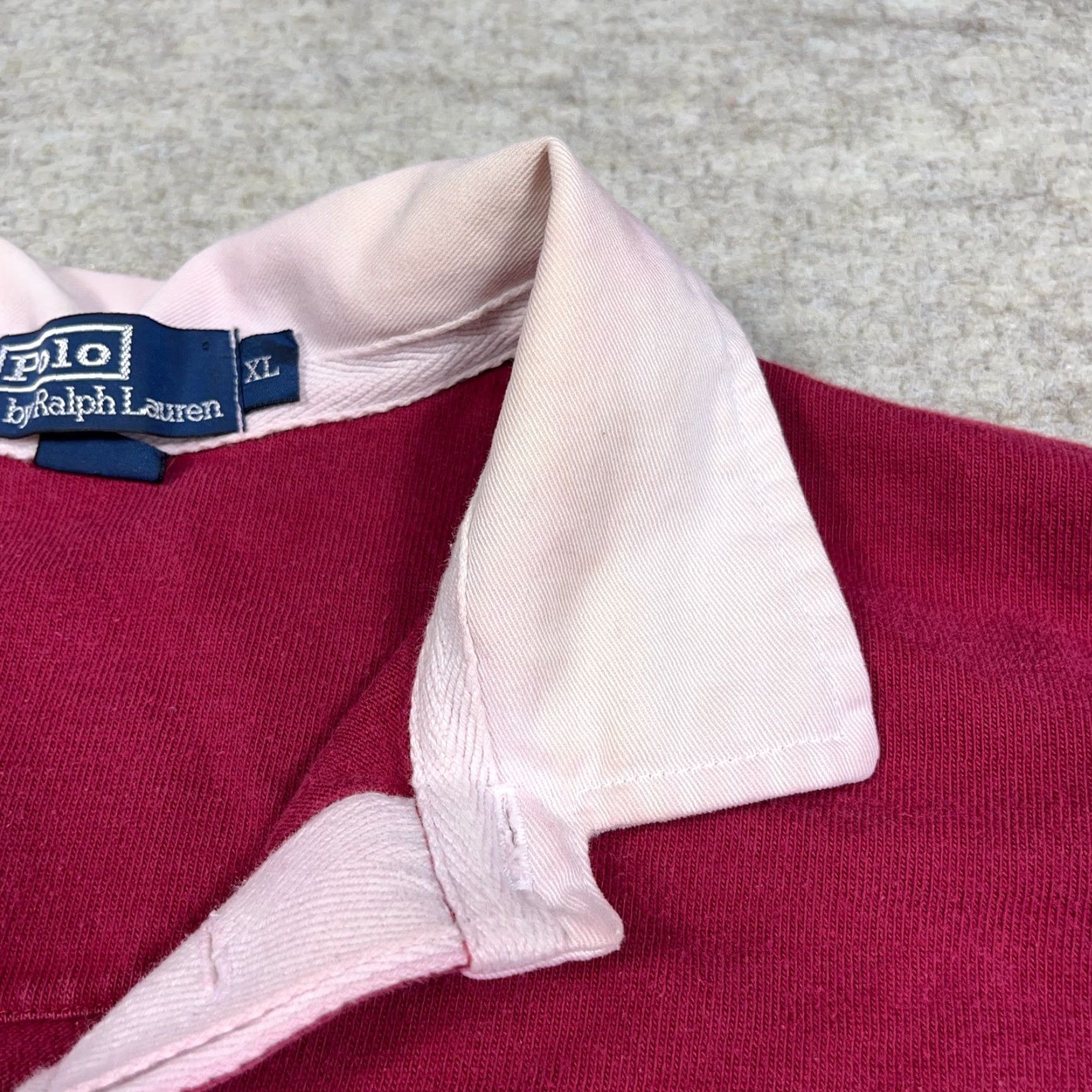 Polo Ralph Lauren VINTAGE Polo Ralph Lauren Rugby Shirt Men XL Red Blue Pony Long Sleeve 90s Shirt Size US XL / EU 56 / 4 - 4 Thumbnail