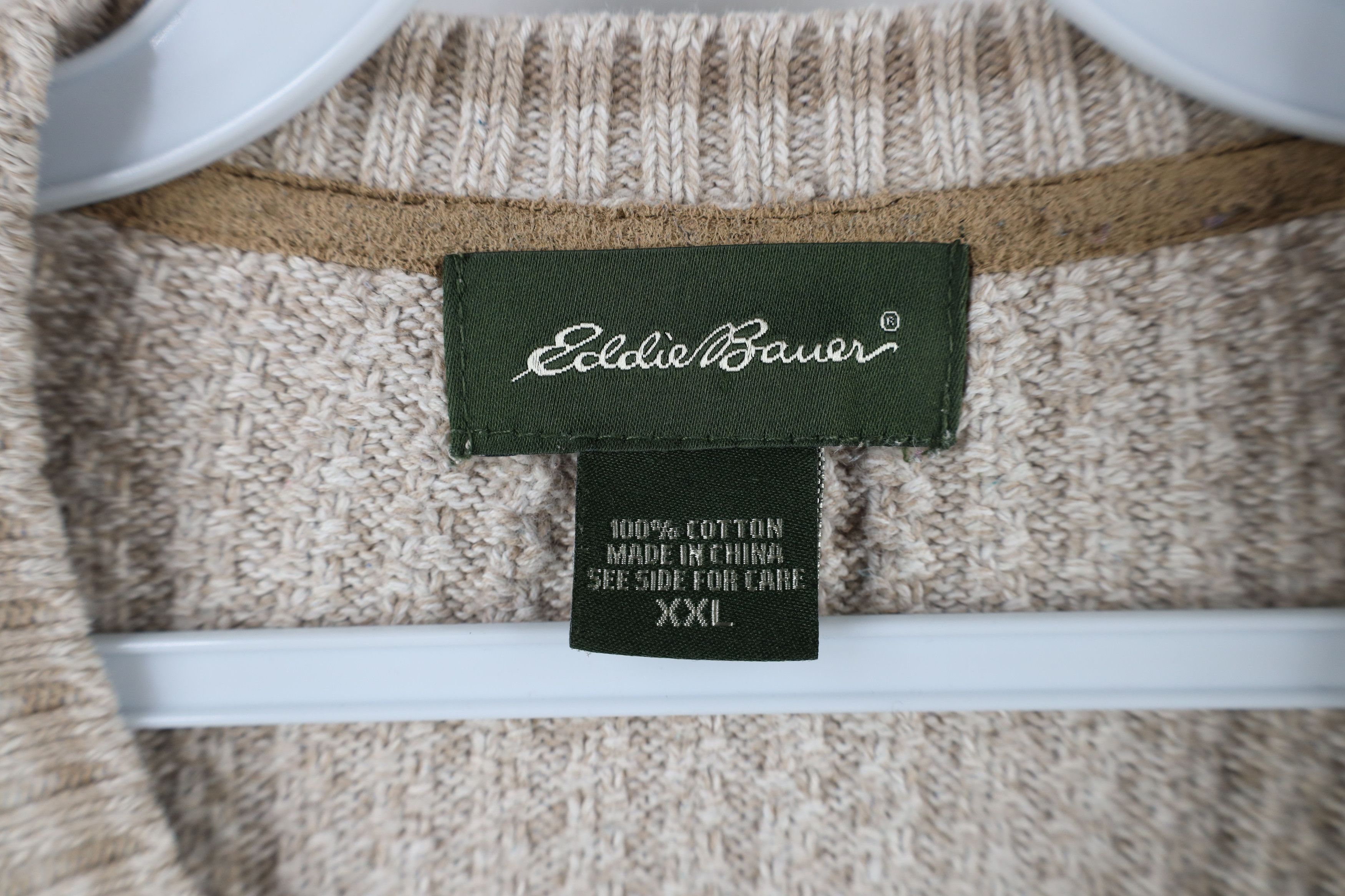 Vintage Eddie Bauer Chunky Cotton Ribbed Knit Sweater Beige