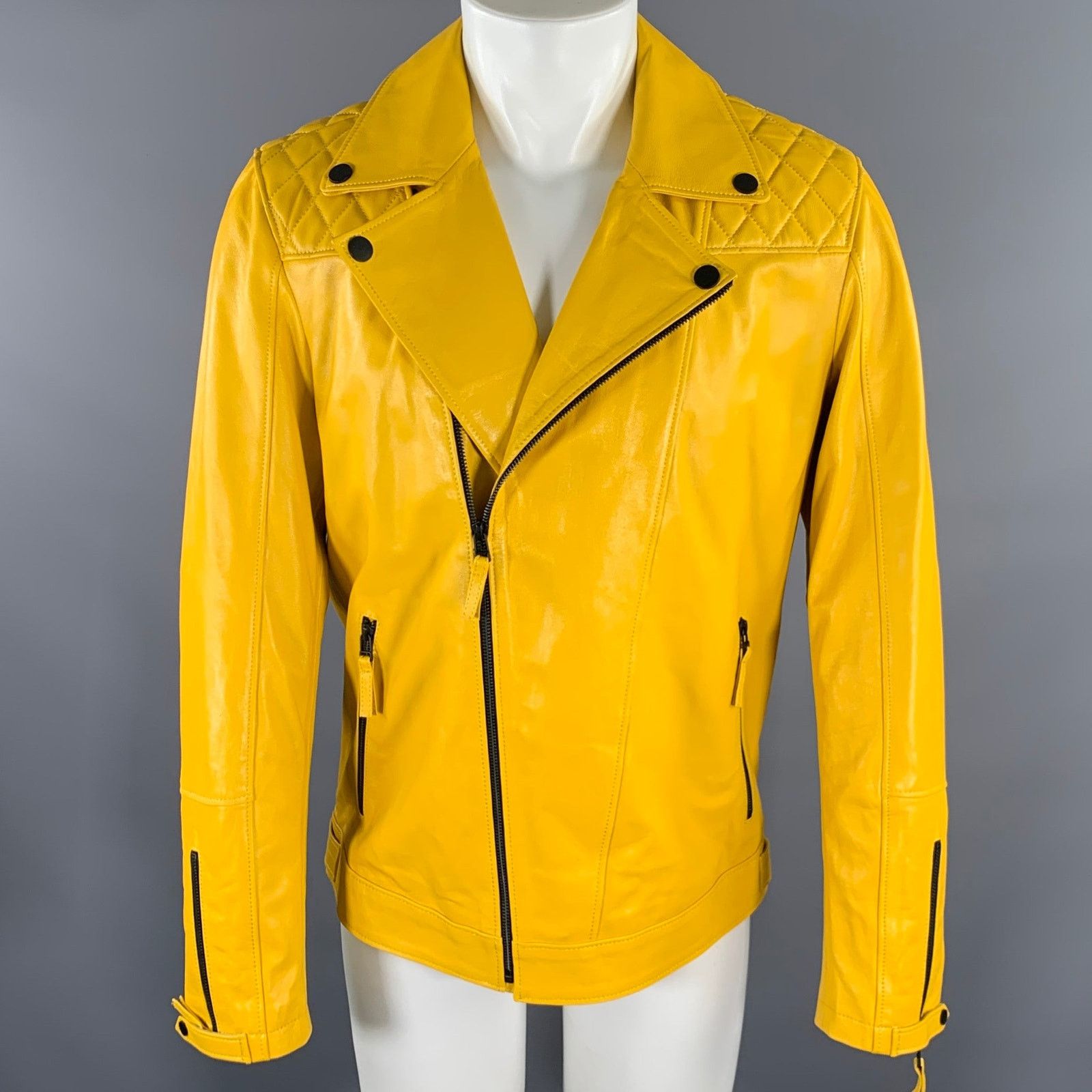 Other RON TOMSON Size 36 Yellow Leather Moto Racer Jacket Size US XXS / EU 40 - 1 Thumbnail