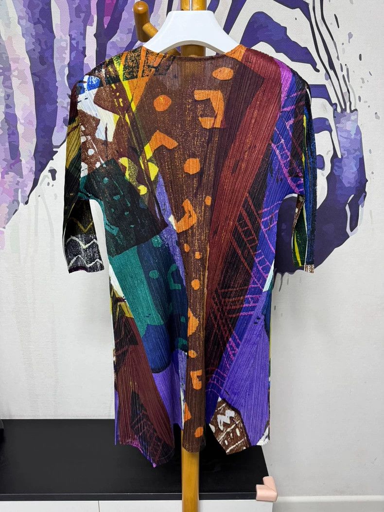 Issey Miyake Issey Miyake size:3 Brown totem mid-sleeved small skirt dr Size S / US 4 / IT 40 - 2 Thumbnail