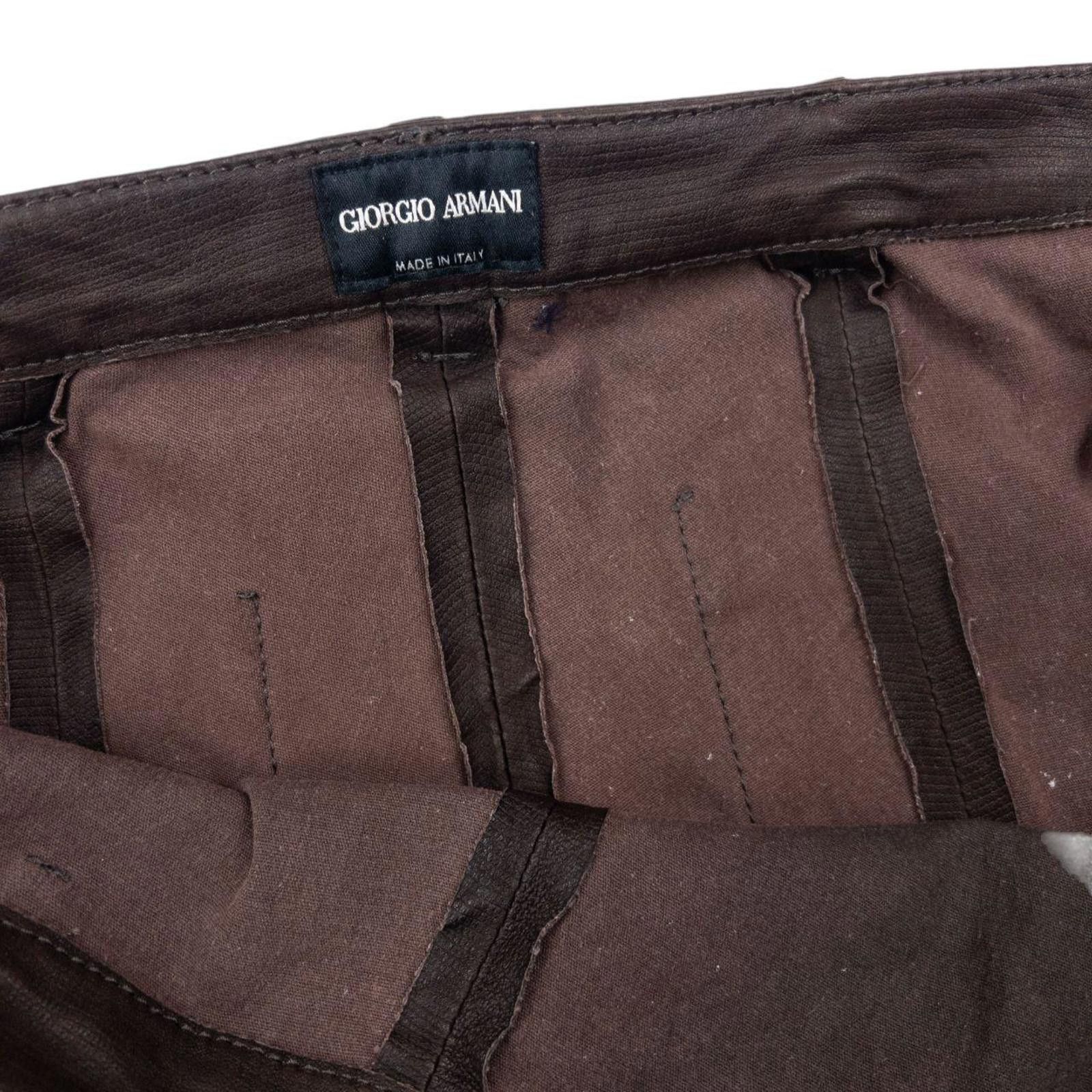 Giorgio Armani Vintage Giorgio Armani Leather Trousers Size W27 Size US 27 - 6 Thumbnail