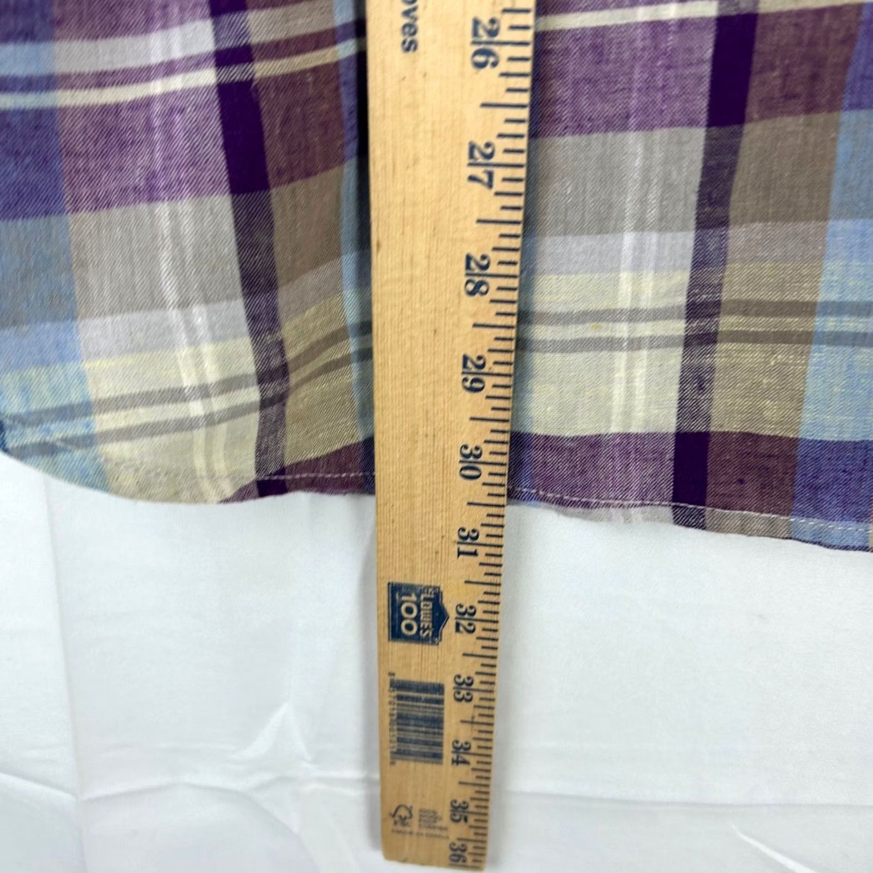 Tommy Bahama Tommy Bahama Island Zone Linen Blend Plaid Short Sleeve Shirt Mens Large Purple Multicolor Casual Beach Vacation Lightweight Breathable Size US L / EU 52-54 / 3 - 6 Thumbnail