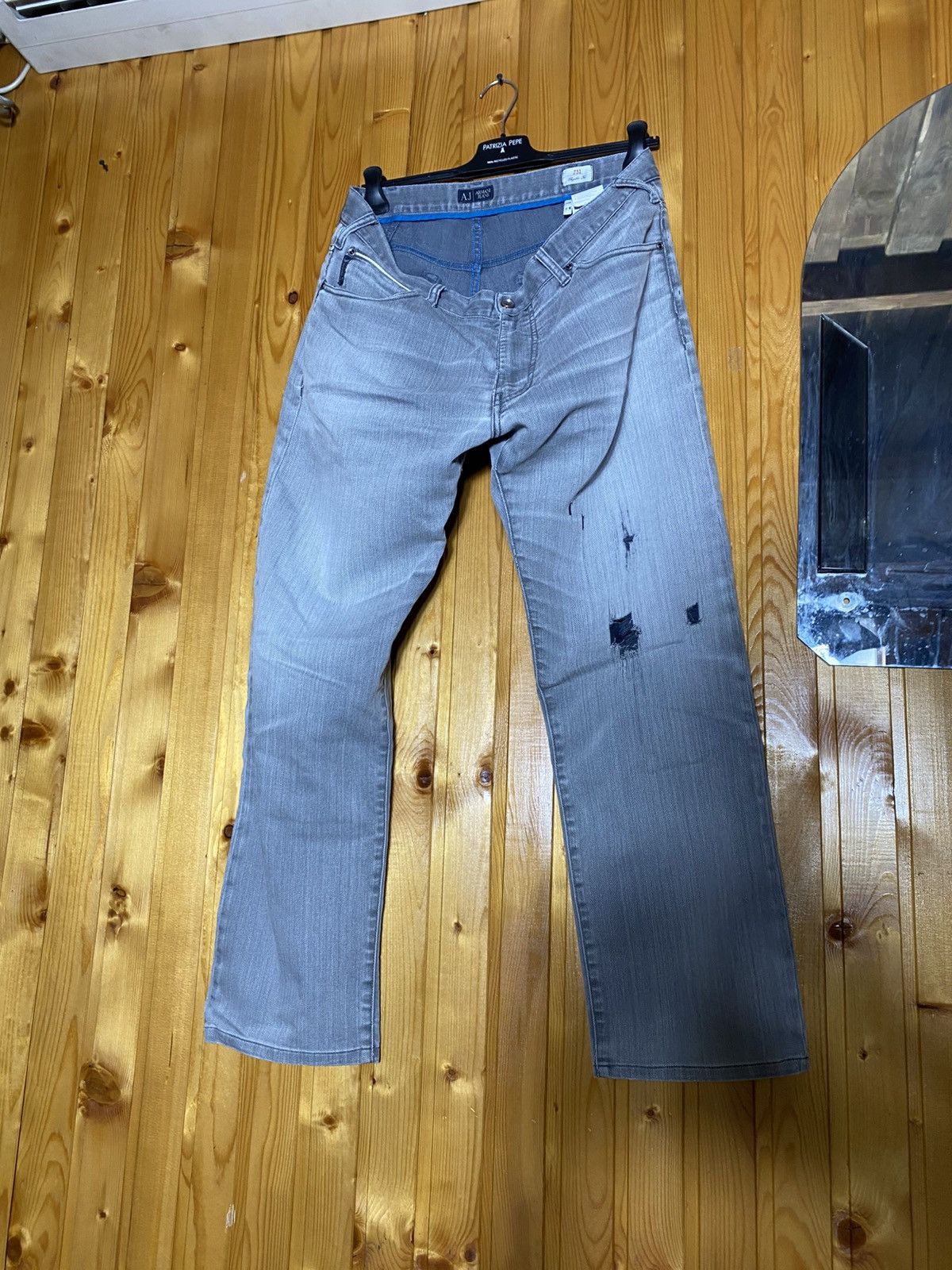Emporio Armani Armani jeans distressed metal logo on back Y2K vintage 90s Size US 38 / EU 54 - 1 Thumbnail