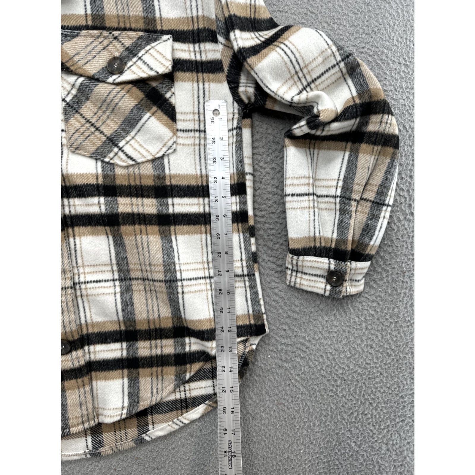 Vintage Love Tree Shacket Women’s Plaid Jacket Button Fleece Size S Tan Size S / US 4 / IT 40 - 5 Thumbnail