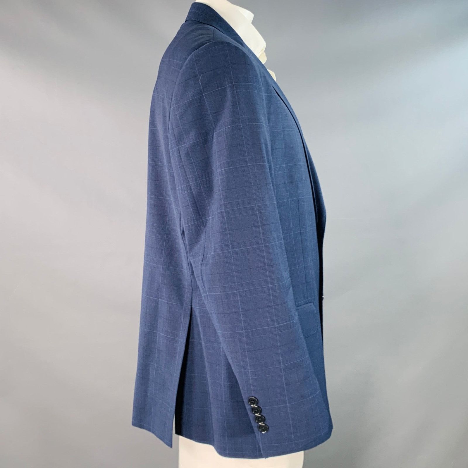 Brooks Brothers Size 48 Navy Blue Plaid Wool Blend Regent Fit Sport Coat Size 48R - 2 Thumbnail