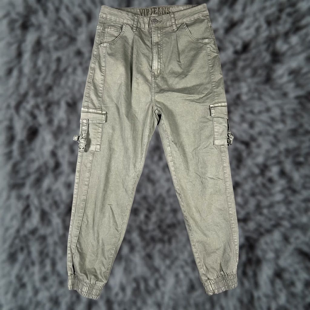 Vintage VIP JEANS Cargo Pants Womens Size 15/32 Green Elastic Hem Pockets Casual Utility Size 36" / US 14 / IT 50 - 1 Thumbnail