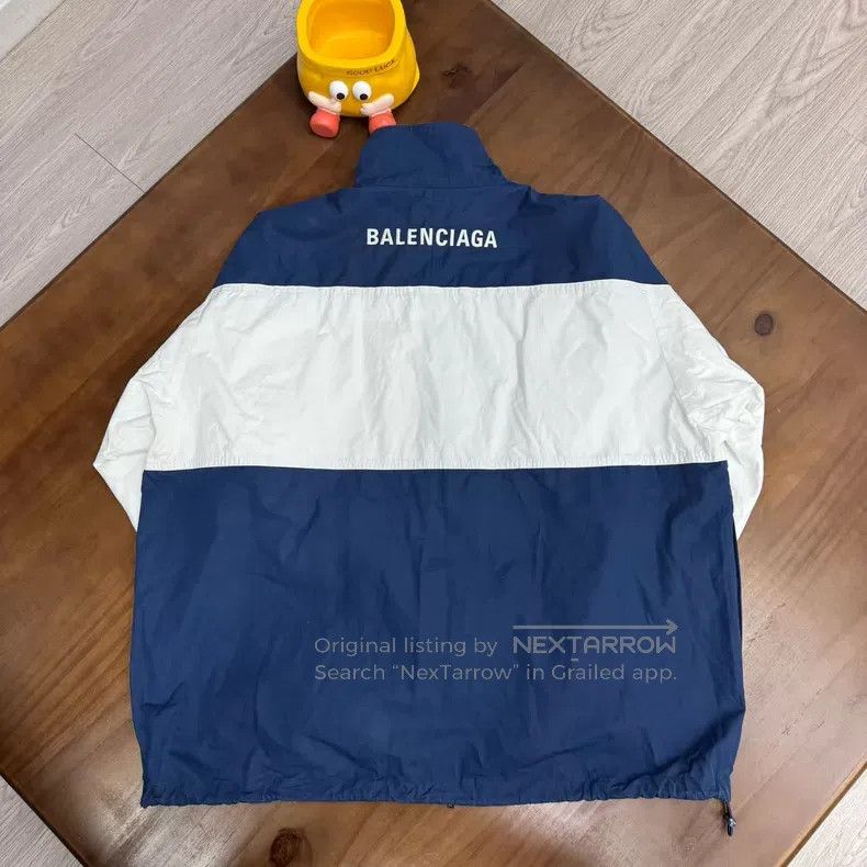 Balenciaga Balenciaga Blue and White Embroidered Logo Patchwork Windb Size US S / EU 44-46 / 1 - 2 Thumbnail