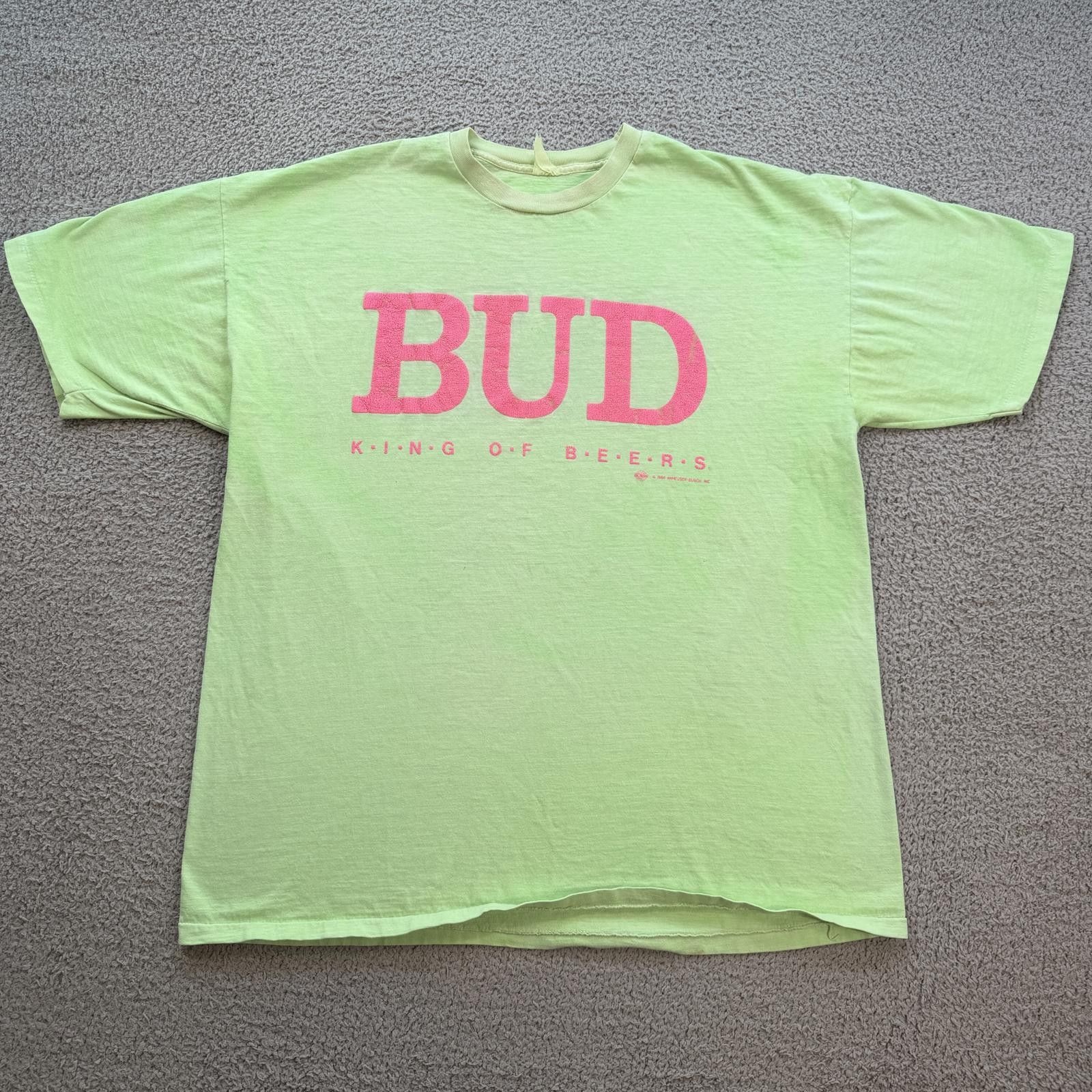 Other Vintage 1990 Budweiser King Of Beers Neon T Shirt Hockey Size US XL / EU 56 / 4 - 1 Thumbnail