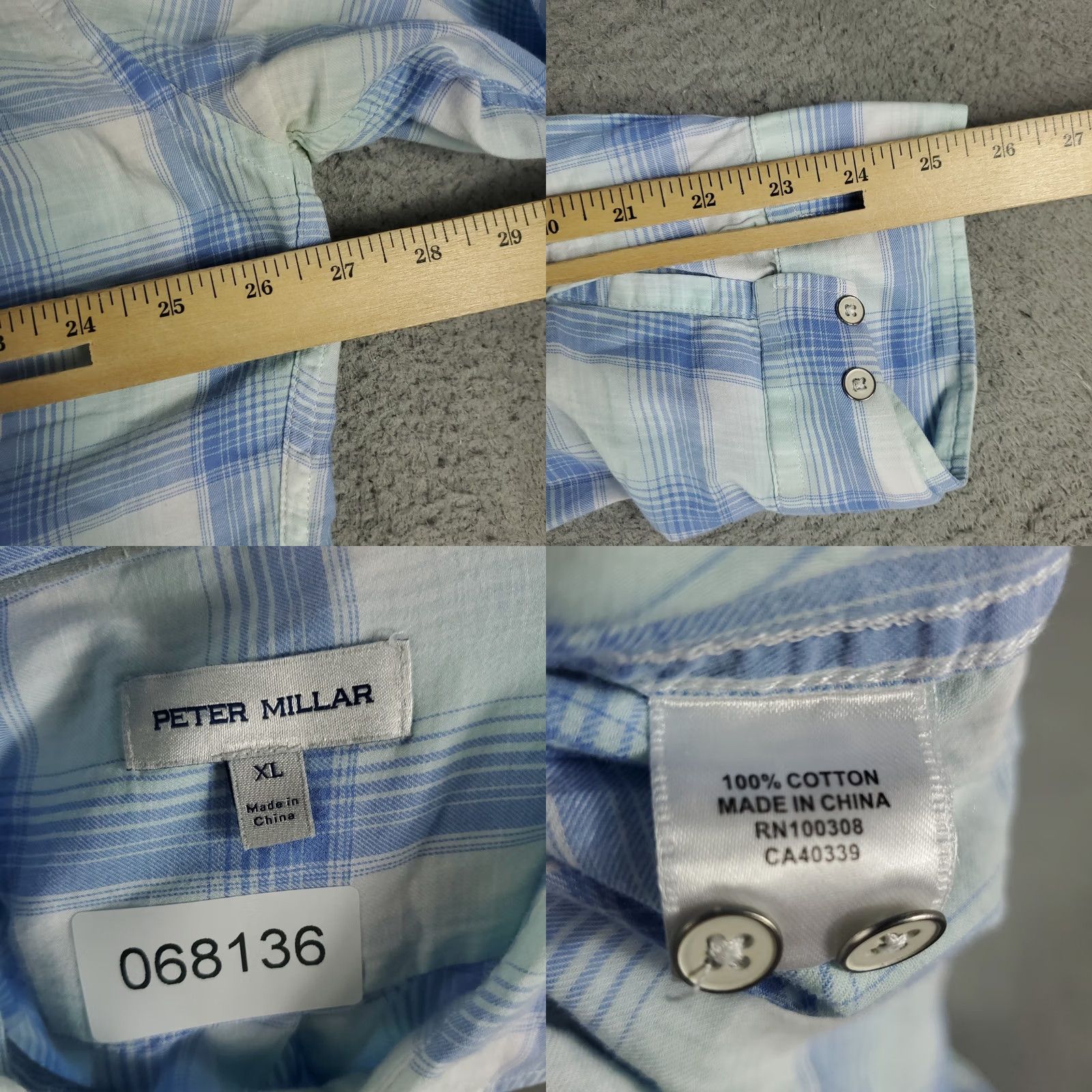 Peter Millar Peter Millar Shirt Mens Blue Plaid Casual Button Up Long Sleeve - Vintage Size US XL / EU 56 / 4 - 8 Thumbnail