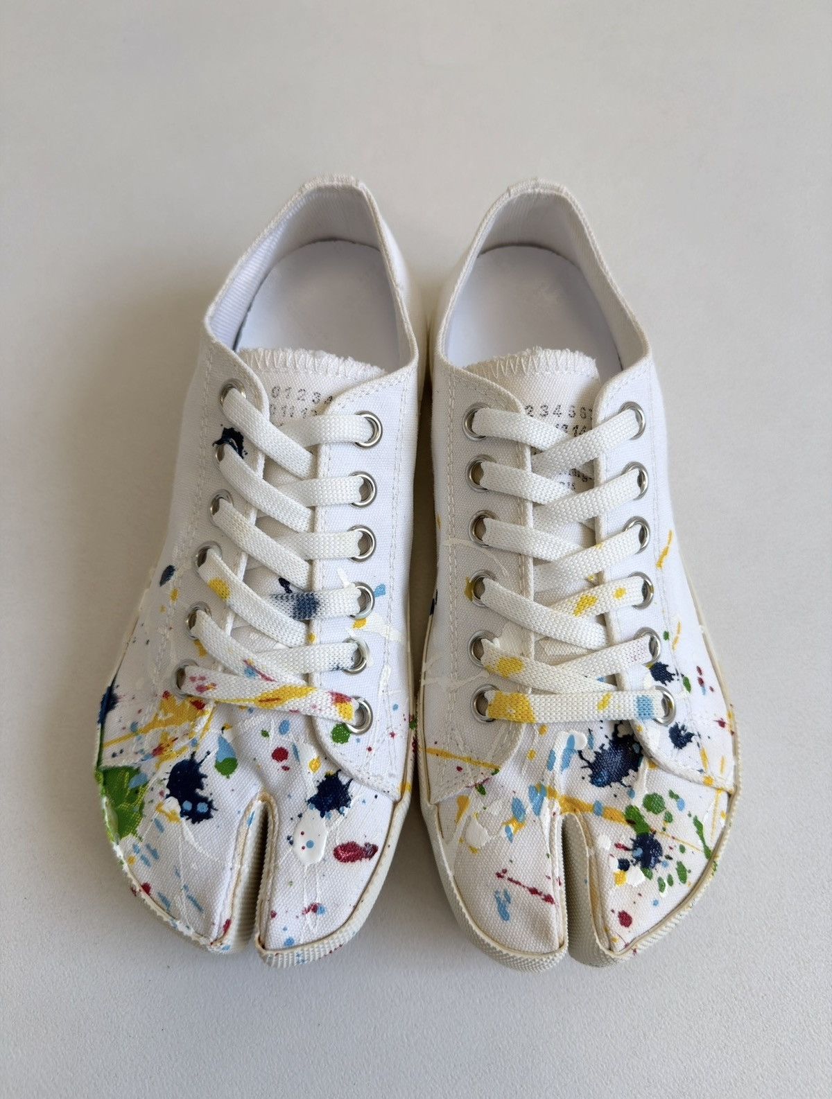 Maison Margiela S/S 19 ‘Paint Splat’ Canvas Tabi Sneakers Size US 7 / IT 37 - 1 Thumbnail