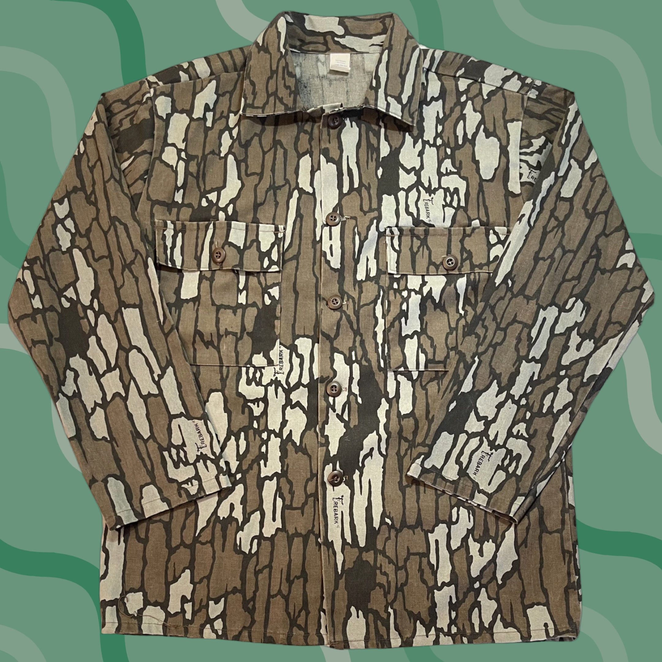VINTAGE USA CAMO SHIRT Button-Up Long Sleeve Regular Fit Multicolor Cotton Sz M Men
