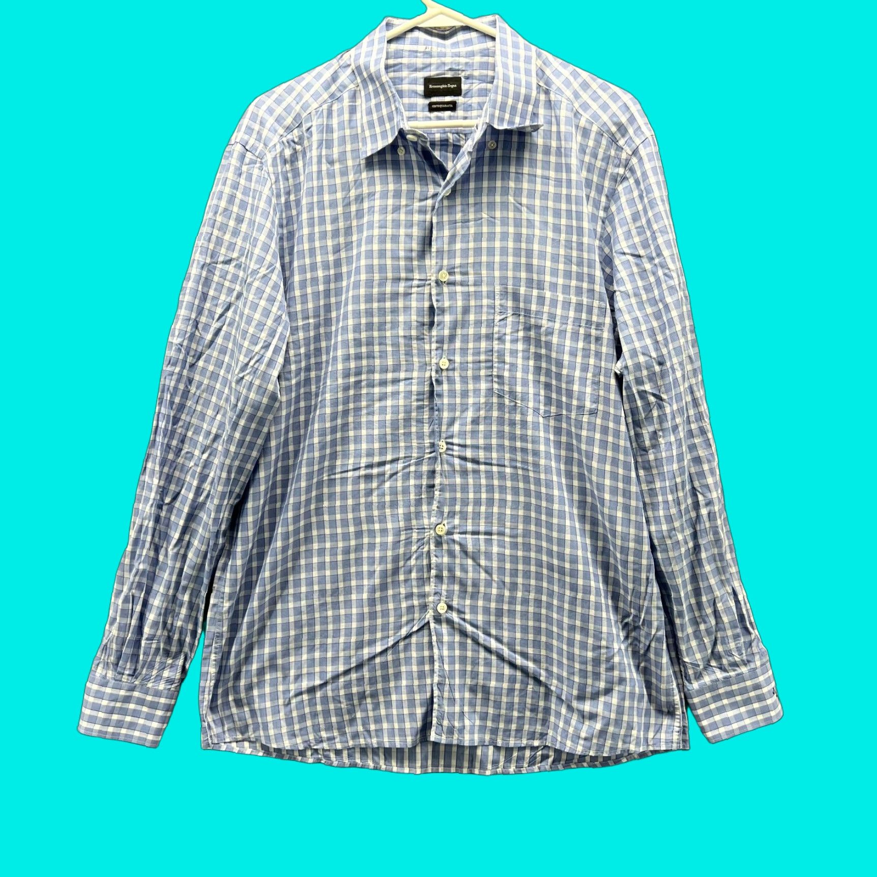 Ermenegildo Zegna VINTAGE Ermenegildo Zegna Shirt Large Blue White Striped Button Down Cento Quaranta Collared Button-Up Mens Regular Size US L / EU 52-54 / 3 - 1 Thumbnail
