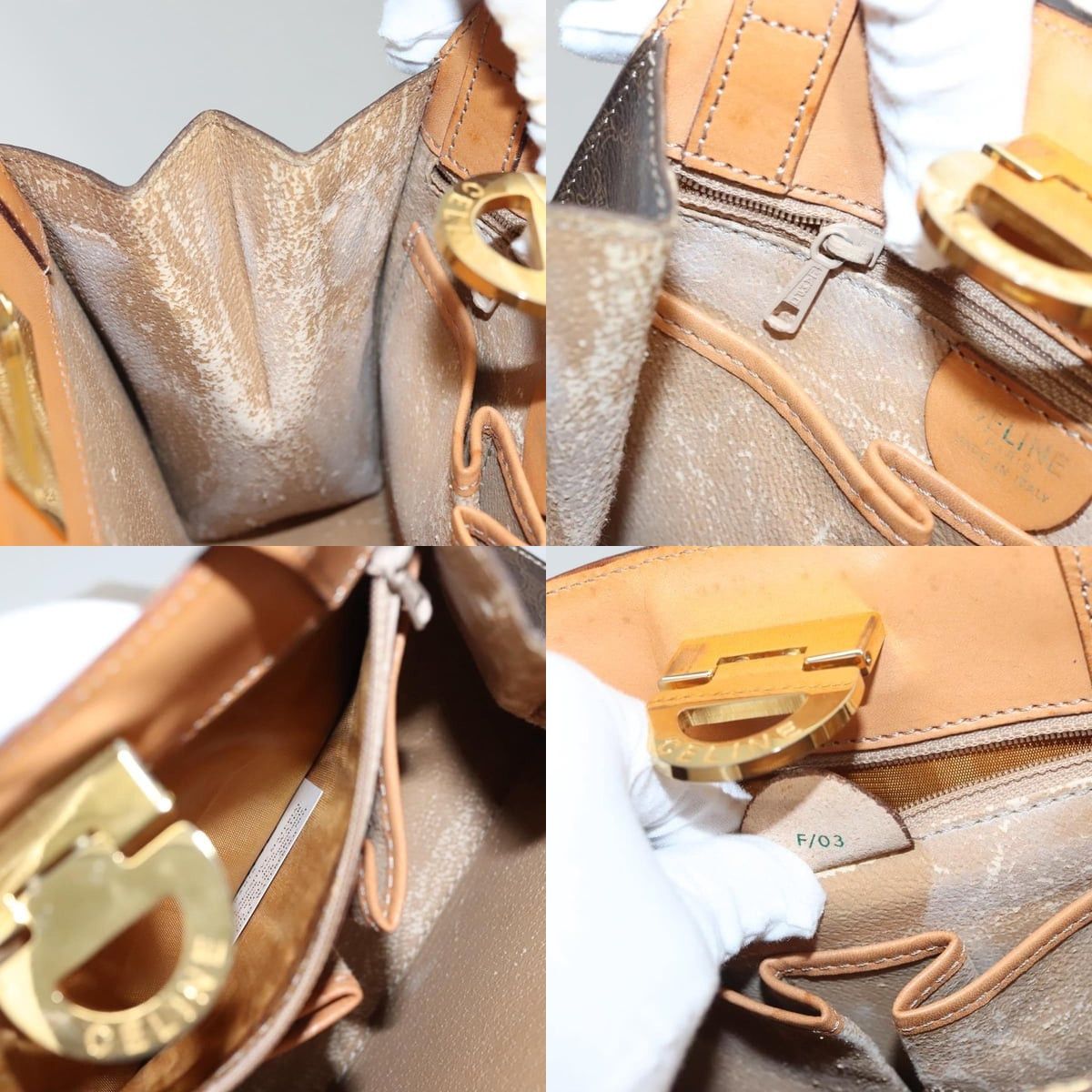 Celine CELINE Macadam Canvas Hand Bag Pvc Leather Brown Gold Size ONE SIZE - 12 Thumbnail