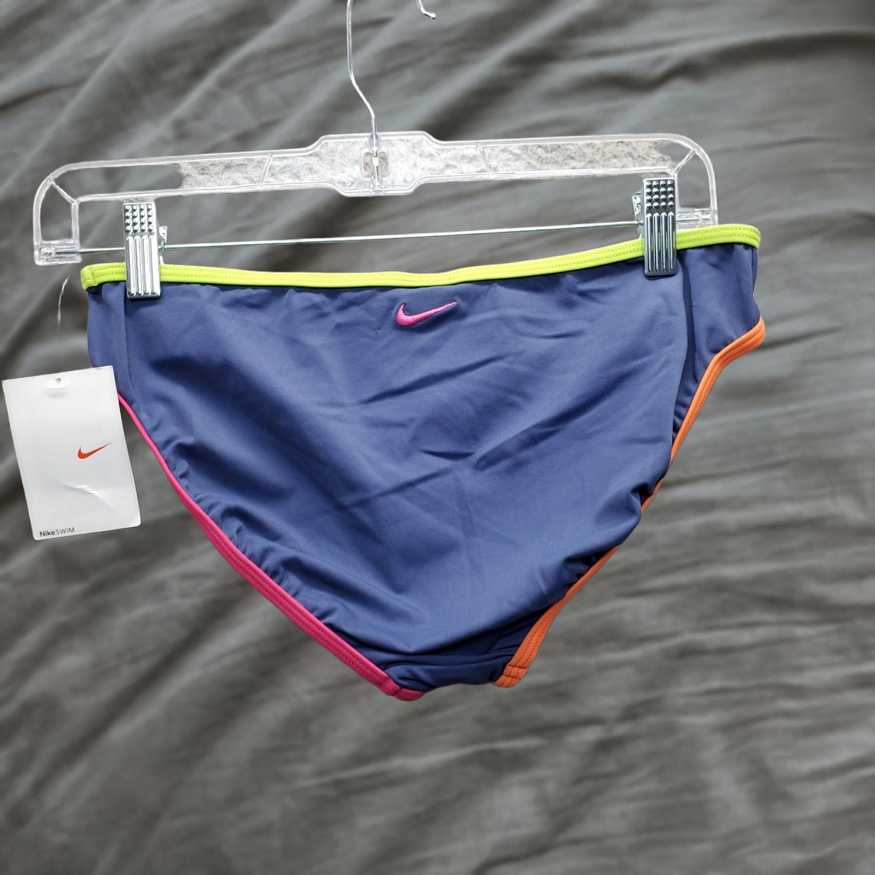 Nike Nike Bikini Bottom Womens Size 10 Multicolor Nylon Swimwear Embroidered Logo Piped Trim Bottoms Beach SSH Size 32" / US 10 / IT 46 - 1 Thumbnail