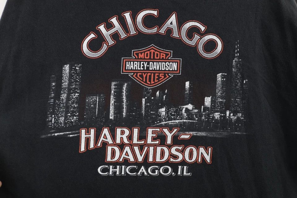 Harley Davidson × Vintage Vintage Y2K 2005 Harley Davidson Chicago T-Shirt Black USA Size US XL / EU 56 / 4 - 9 Thumbnail