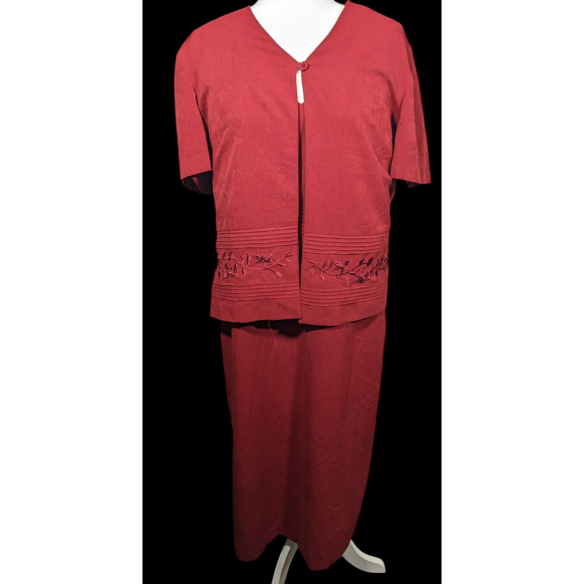 Other Vintage Melissa Harper Red Floral Embroidered Dress And Jack Size XL / US 12-14 / IT 48-50 - 1 Thumbnail