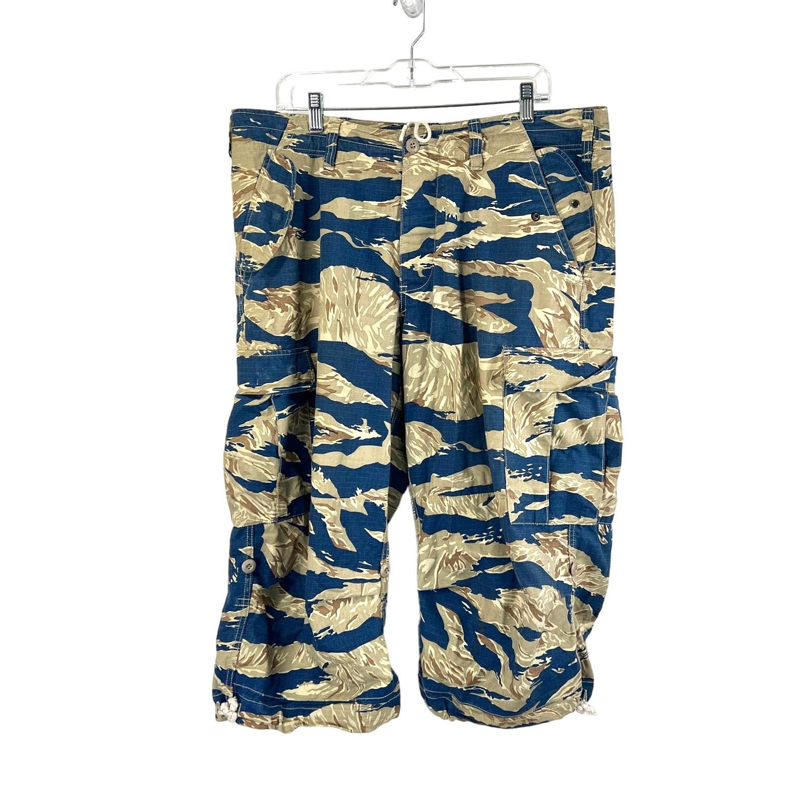 image of Winiche & Co. Cargo Shorts Greek Army Camouflage Jorts in Blue, Men's (Size 38)