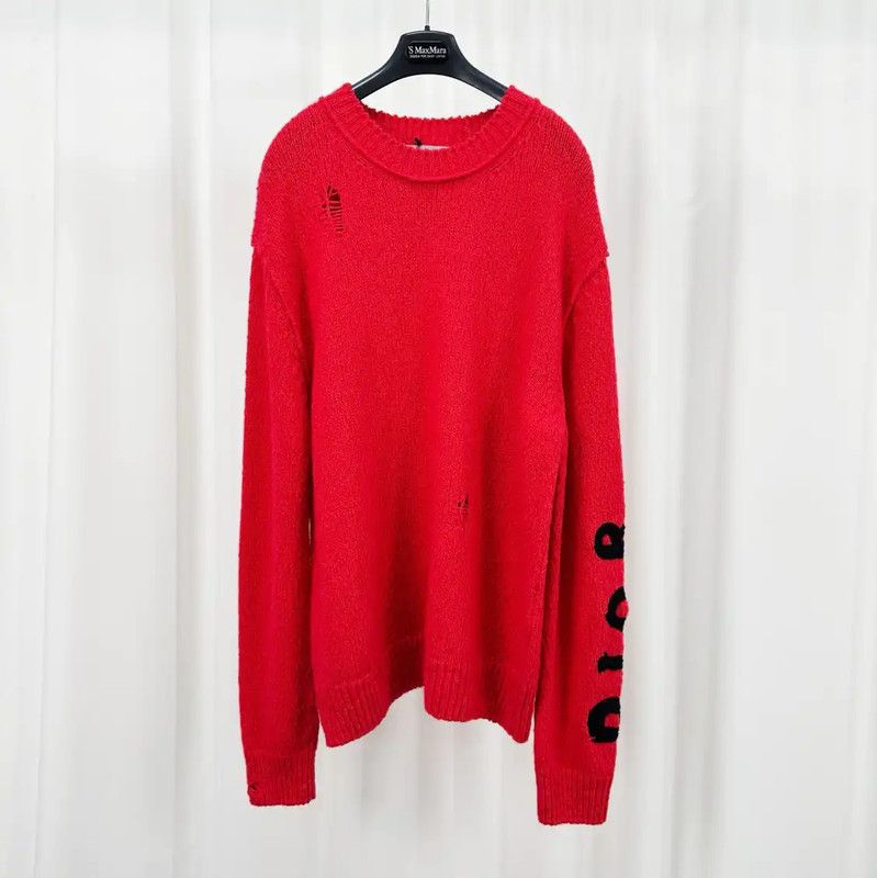 Dior Dior Red Wool Blend Embroidered Sweater 0089 Size US L / EU 52-54 / 3 - 1 Thumbnail