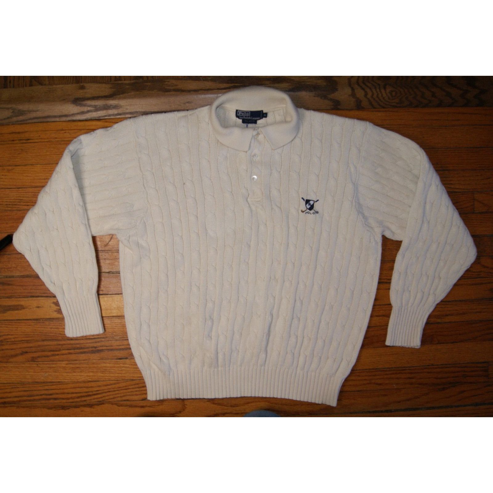Polo Ralph Lauren VTG POLO RALPH LAUREN Mens XL Cable Knit Collared Sweater Size US XL / EU 56 / 4 - 1 Thumbnail