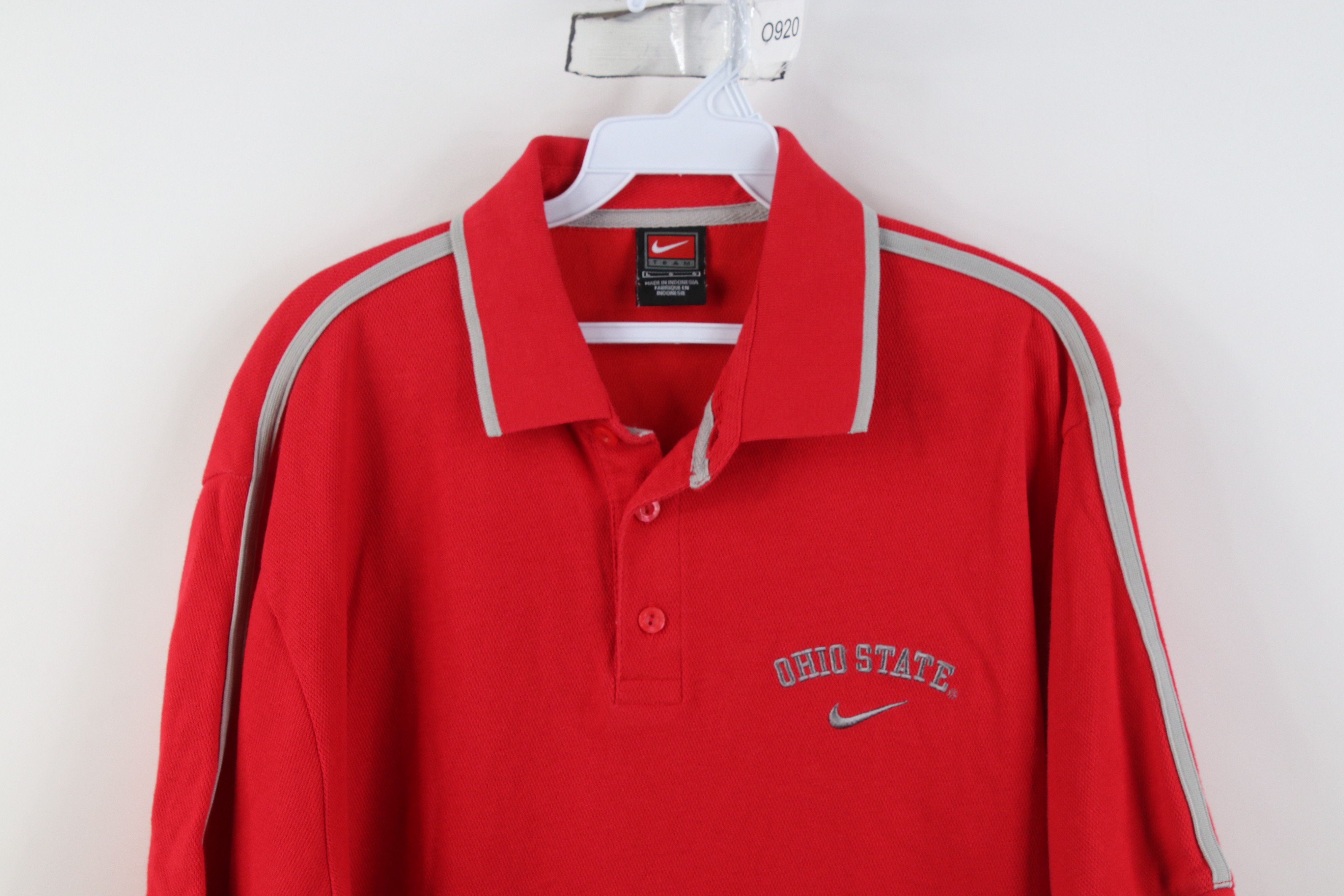 Nike Vintage Nike Knit Ohio State University Golf Polo Shirt Red Size US L / EU 52-54 / 3 - 2 Thumbnail
