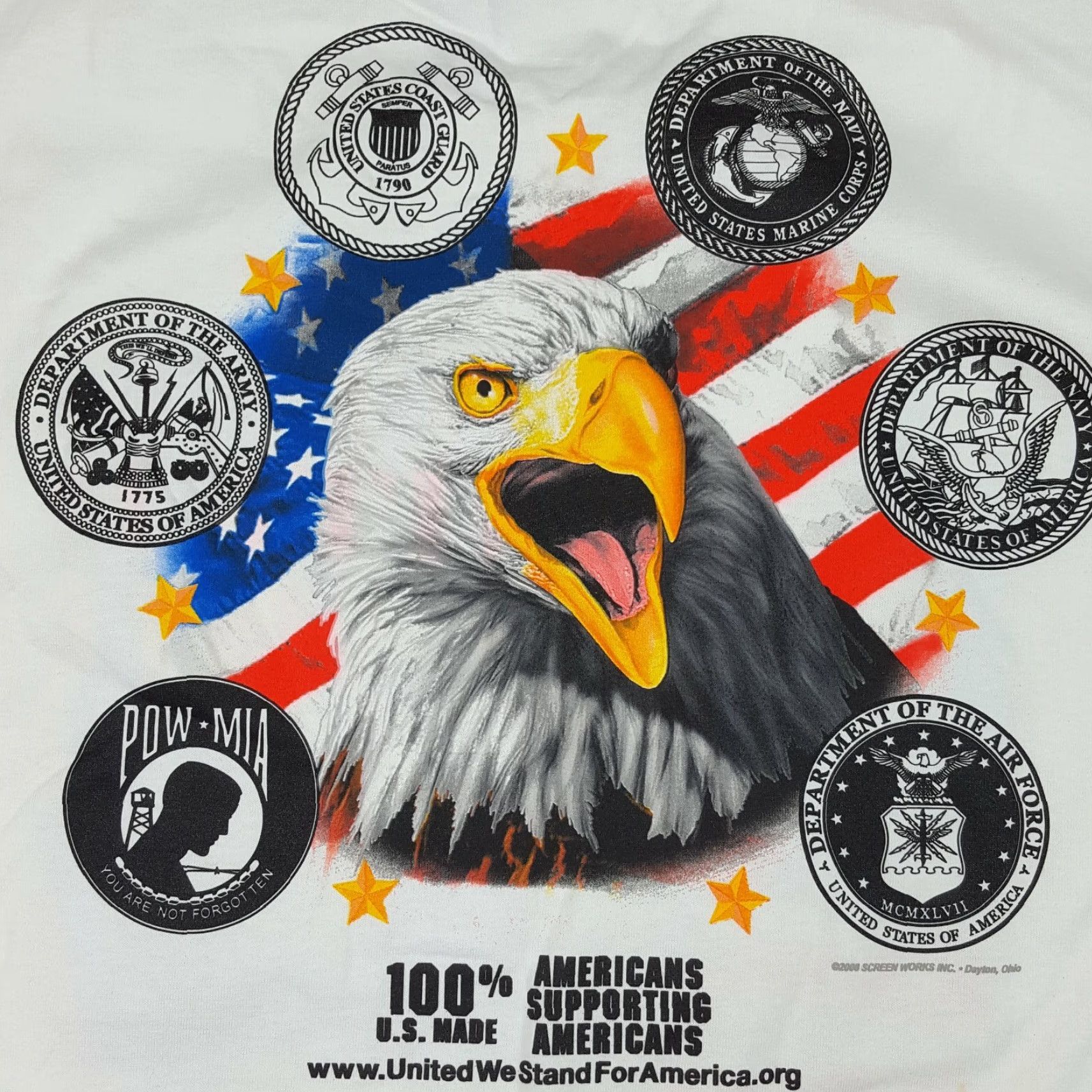 Vintage VINTAGE Know Your Enemy T-Shirt Men 2X White US Military Eagle Liberty Patriot Graphic Print Short Sleeve Crew Neck Regular Fit USA Mens Size US XXL / EU 58 / 5 - 7 Thumbnail