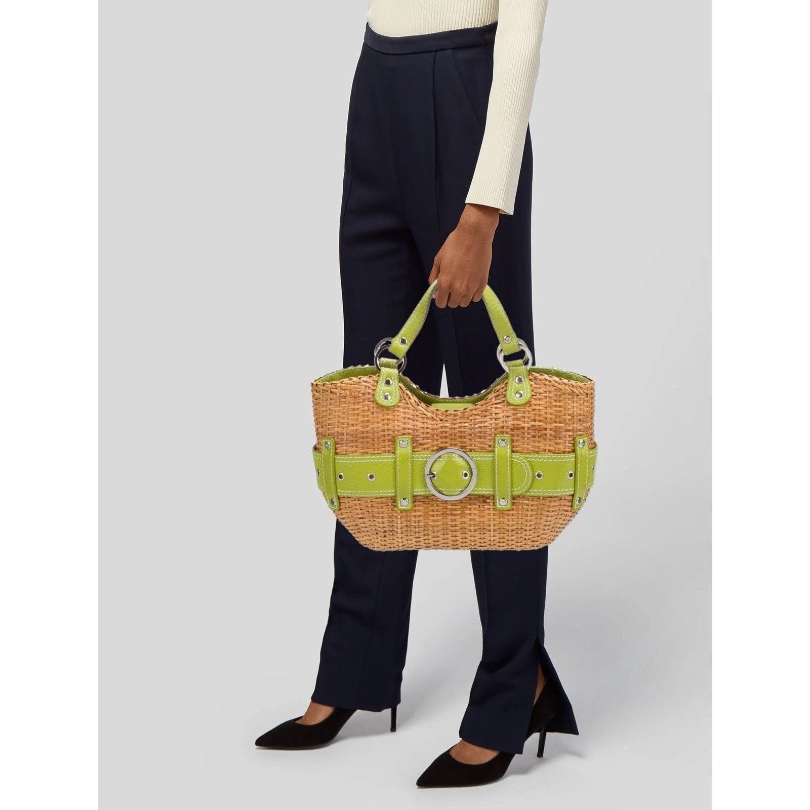 & Other Stories RAFE Leather Trim Bamboo Shoulder Brown Bag B000487 Size ONE SIZE - 3 Thumbnail