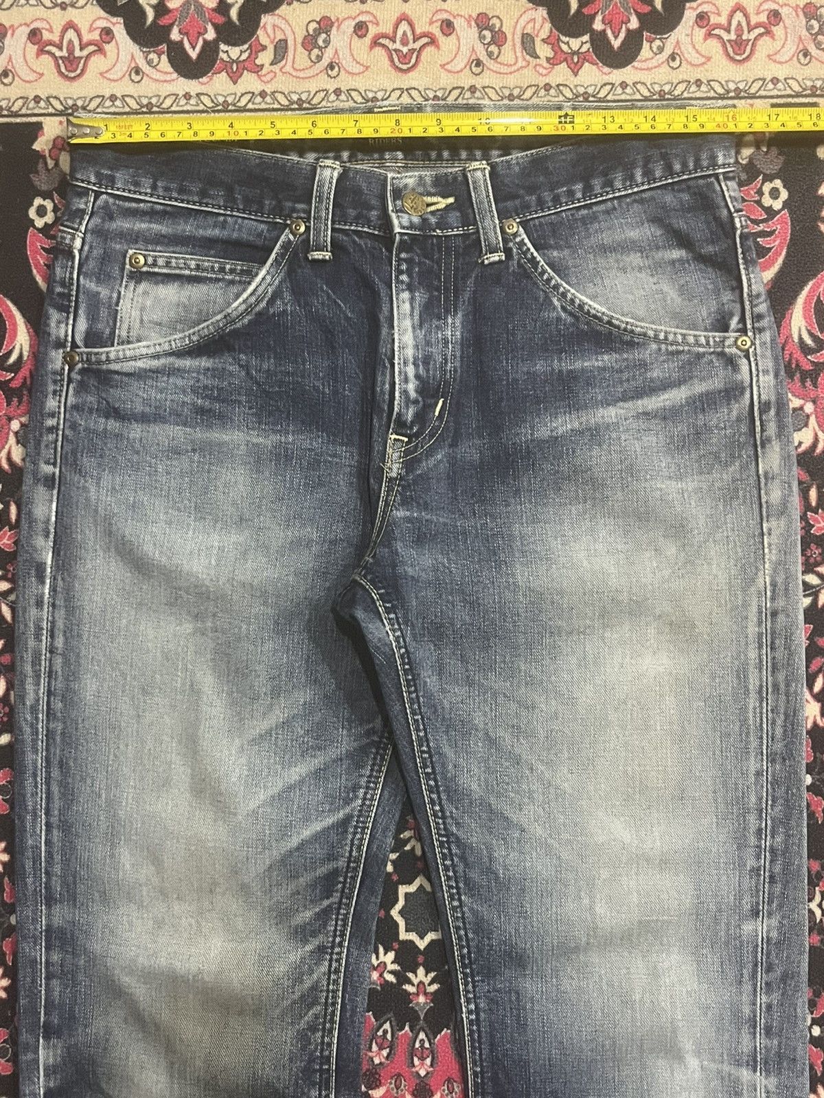 Lee Vintage Japan Lee Rider Blue Faded Wash Distress Flare Jeans Size US 32 / EU 48 - 12 Thumbnail