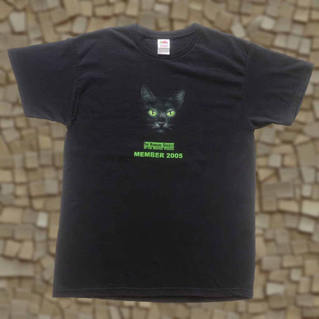 Fruit Of The Loom VINTAGE Fruit of the Loom VTG Y2K RETRO CAT HUMANE SOCIETY MEMBER ANIMAL T SHIRT MEN SZ L Black Cotton Short Sleeve Crew Neck Size US L / EU 52-54 / 3 - 1 Thumbnail