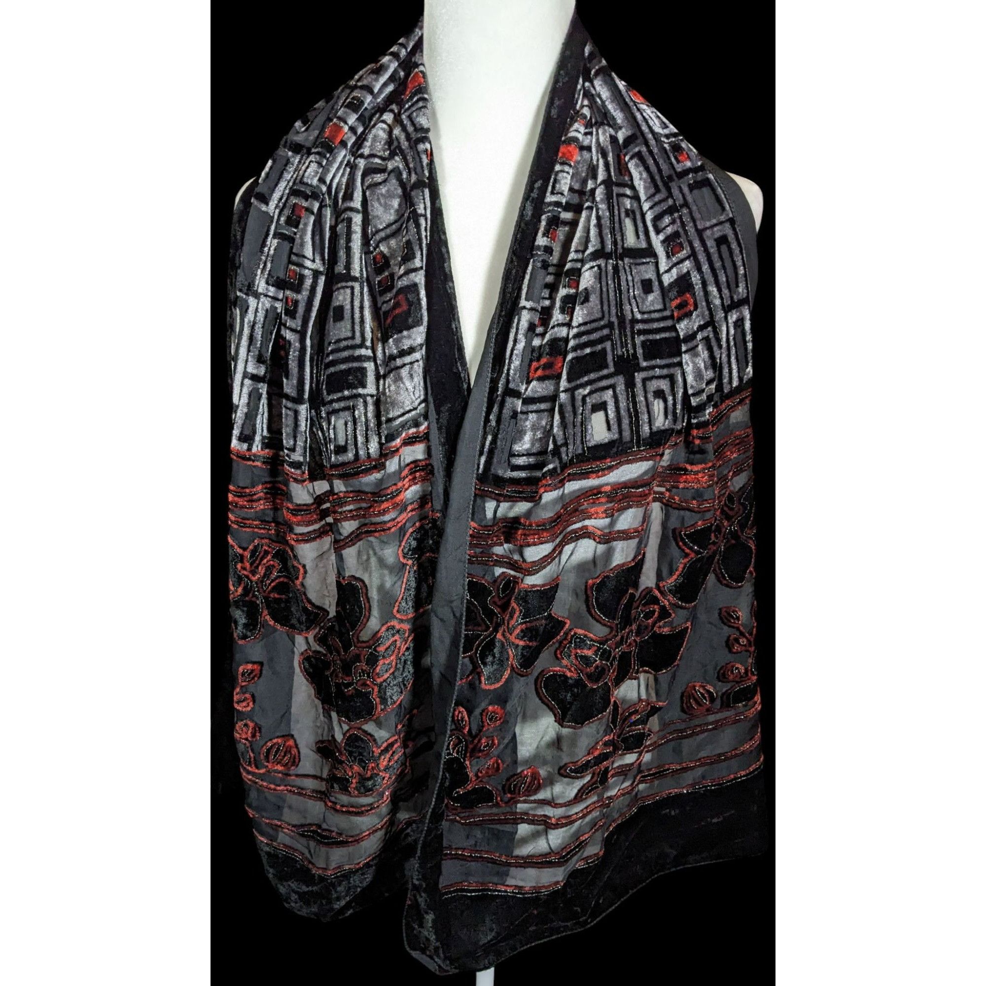 Other Vintage Floral And Geometric Black Red And Silver Tone Burno Size ONE SIZE - 1 Thumbnail