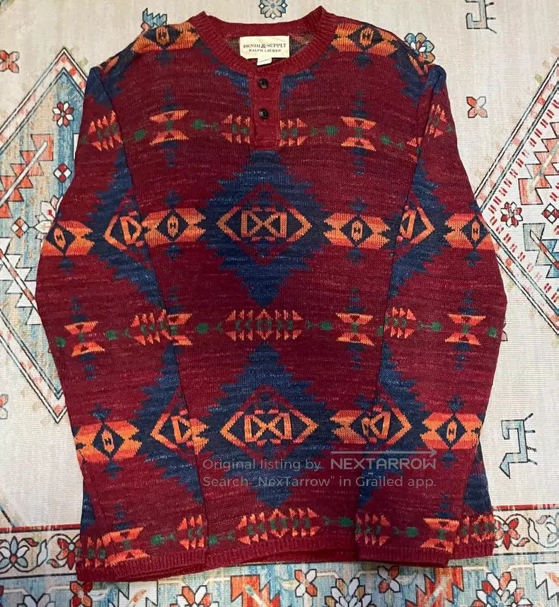 RRL Ralph Lauren RRL Ralph Lauren Henley collar striped long-sleeved Navajo Size US M / EU 48-50 / 2 - 1 Thumbnail